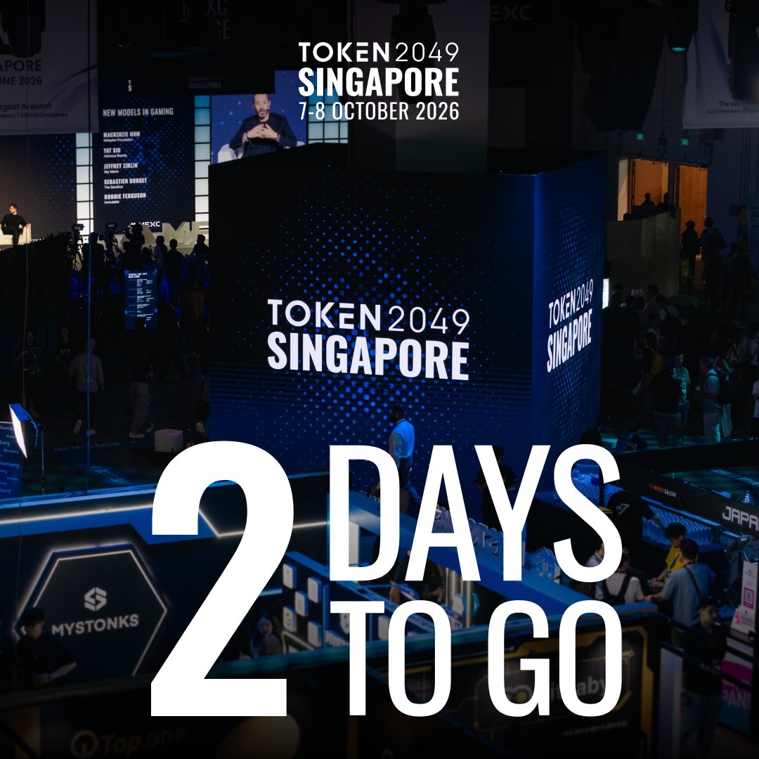 token2049's tweet photo. 2 days to go.

TOKEN2049 Week is already underway - and the main event lands Wednesday. 7-8 October, Marina Bay Sands.

See you soon. https://t.co/vhQQmL5s2V