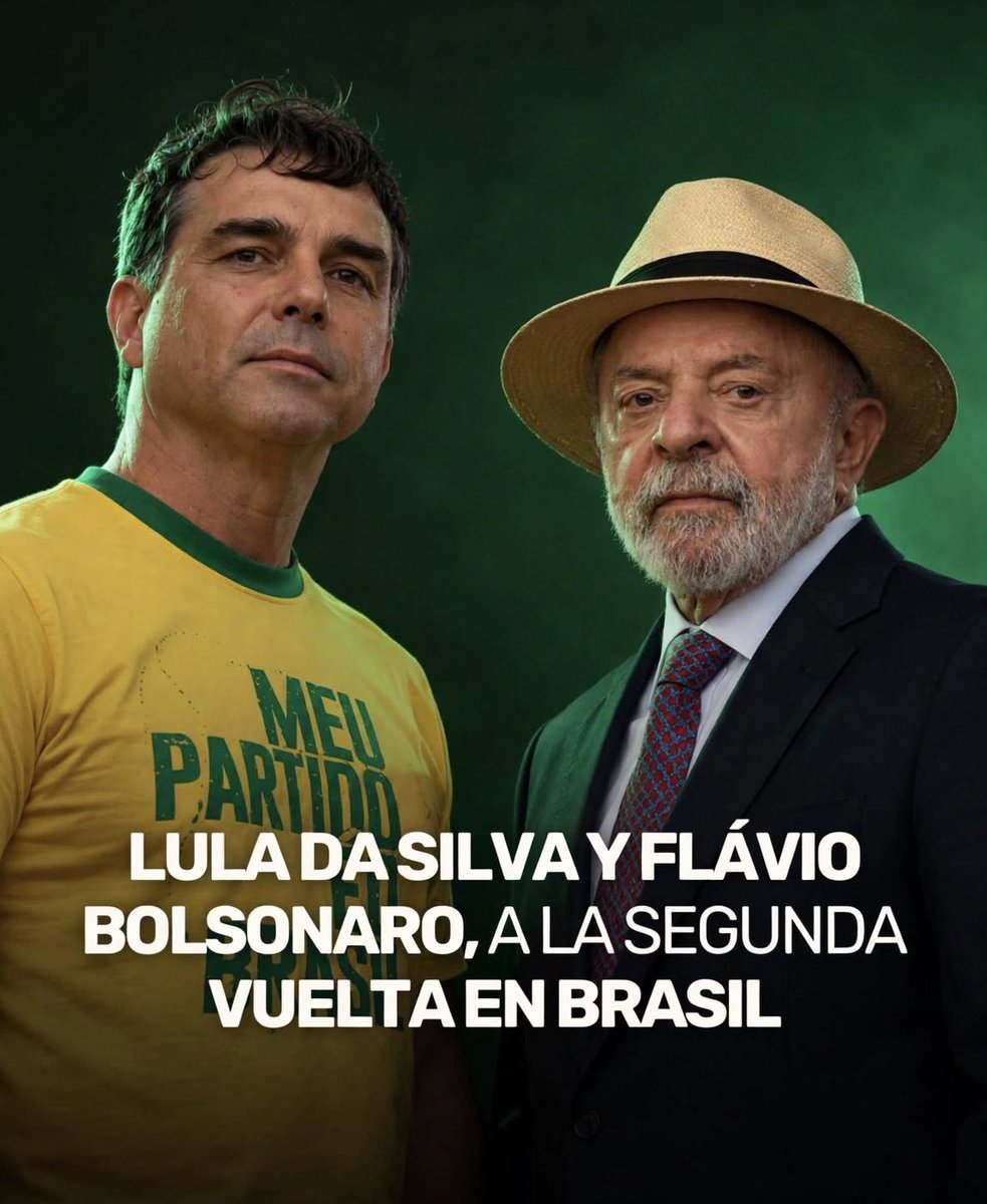 Jean_Anaya1's tweet photo. 🇧🇷🗳️ BRASIL TENDRÁ SEGUNDA VUELTA ENTRE FLÁVIO Y LULA

Con el 99,06 % escrutado, la segunda vuelta ya está matemáticamente definida. Flávio Bolsonaro y Luiz Inácio Lula da Silva volverán a enfrentarse en las urnas. https://t.co/md5ps2S5bo