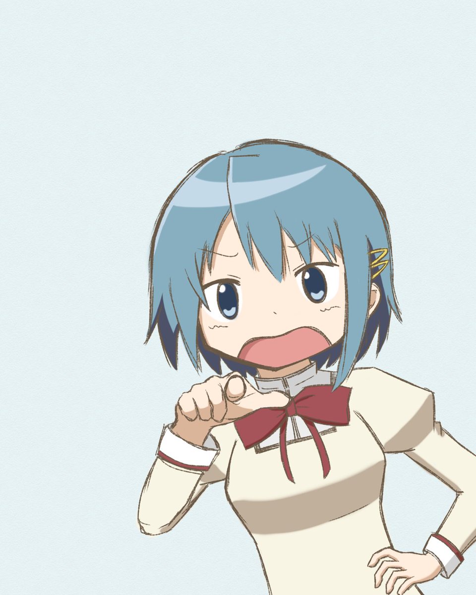 kefukj's tweet photo. ひょっこり指差しあんぐりさやかちゃんです。色塗りって正解がわからなくてほんとに難しいですね https://t.co/U9DBDVCiuS