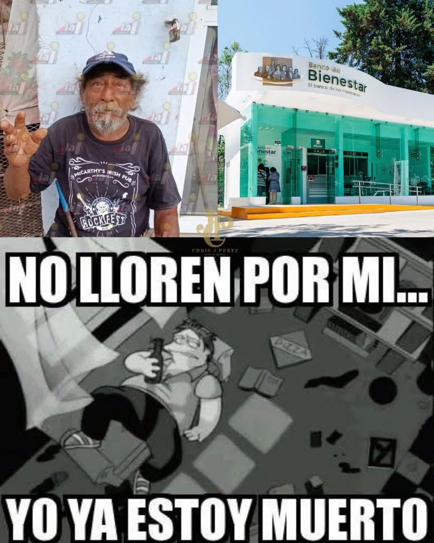 GARCIPAVON's tweet photo. ¡ABUELITO DE CAMPECHE VA AL BANCO A COBRAR SU PENSIÓN Y SE ENTERA DE QUE ESTÁ MU3RTO!
¡Imagínate sobrevivir a un ataque de abejas asesinas, salir del hospital como un campeón, ir por tu dinerito al banco y que te digan:
"No se puede, jefe, ¡usted está mu3rto!"
Pues eso le pasó a don Edilberto en Campeche. El señor está vivito y coleando, pero por un dedazo de alguien en el hospital, el sistema del Bienestar ya lo mandó a platicar con San Pedro y le cancelaron su pensión del Bienestar.
Y agárrense, que para arreglar el "errorcito", un supuesto servidor de la Nación fue a su casa a pedirle sus datos, número de tarjeta y hasta el NIP de su tarjeta.
¡Se pasan de lanza!
Obvio, el abuelito se puso al tiro y no les dio nada.
✍️  Chris J Perez