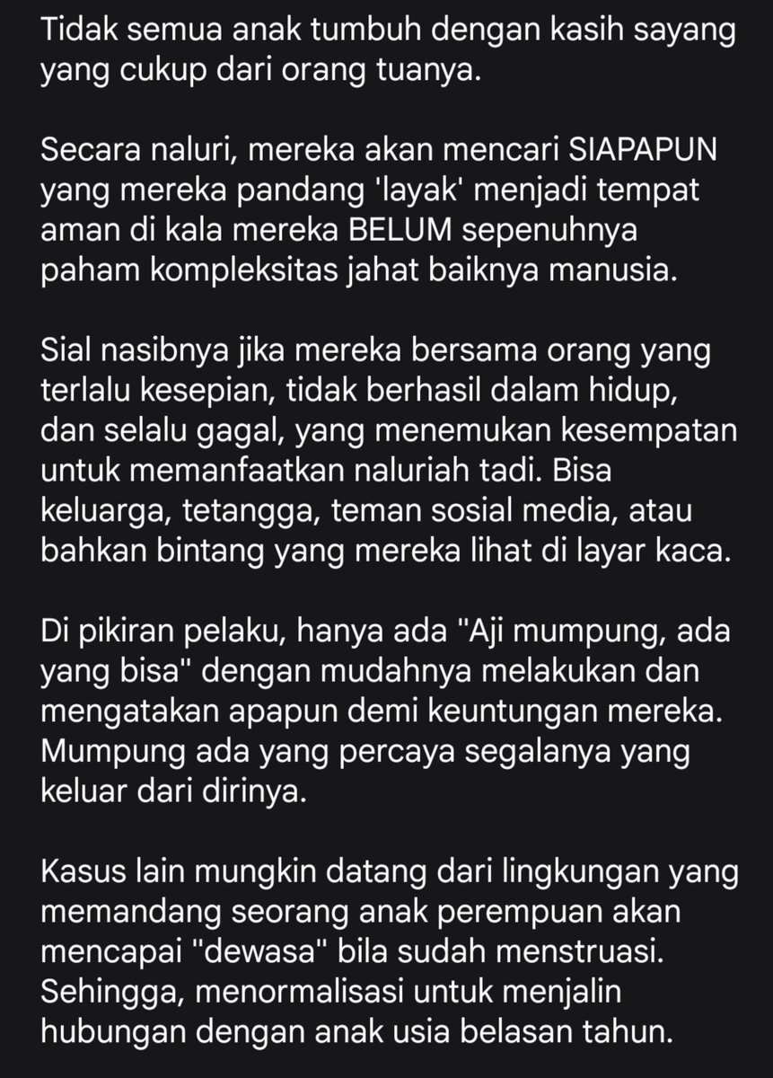 hanaaranya_'s tweet photo. Maaf kalau panjang.

Tapi semoga kalian ngerti kalau pendapat kalian bisa jadi melukai hati jutaan korban di luar sana yang harus hidup dengan trauma seumur hidupnya :) https://t.co/i2ljg229xq