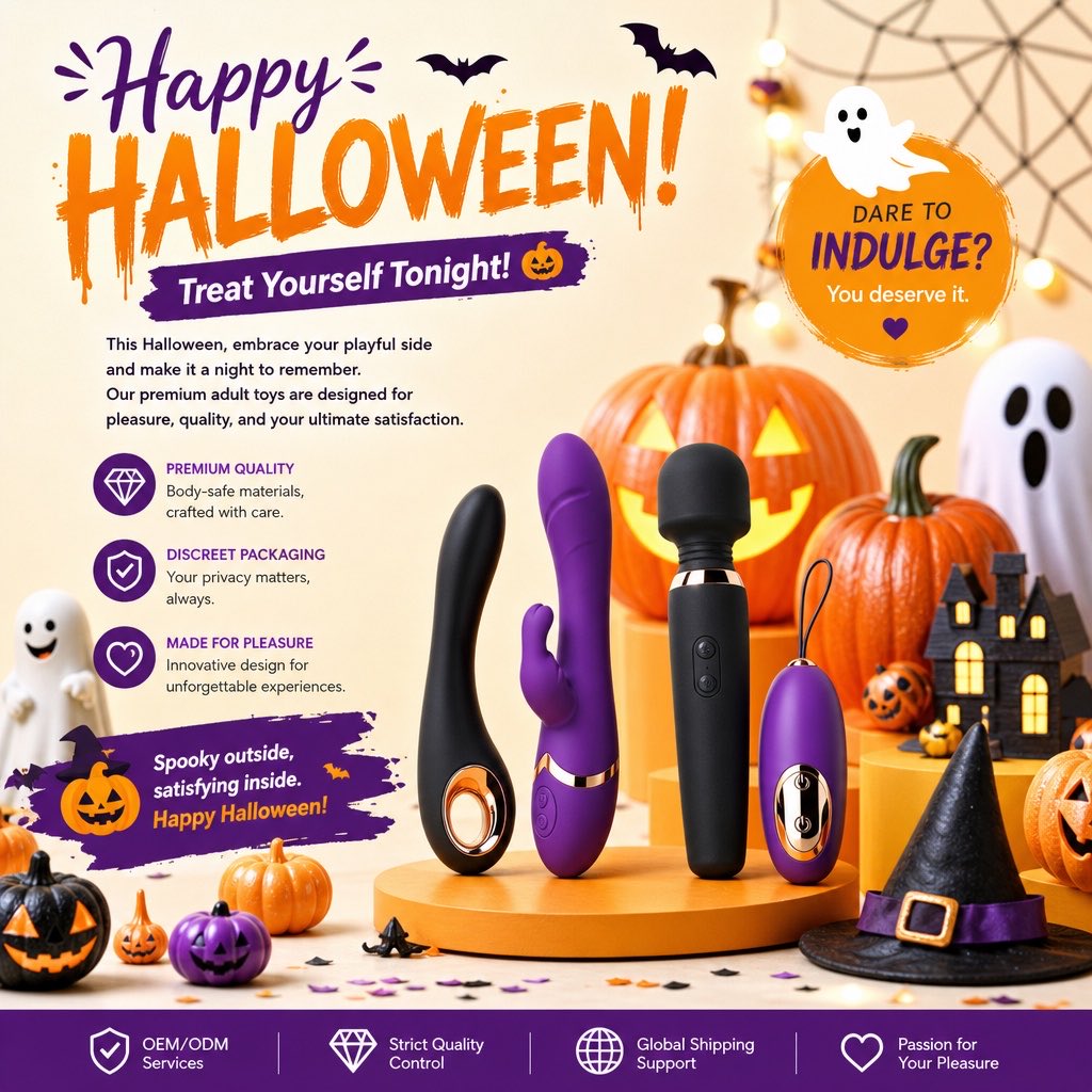 intimaform's tweet photo. Trick or Treat? Why not both? 🎃✨  
This Halloween, ignite your desires with our premium pleasure products.  
Unleash the magic, because pleasure knows no limits. 🍬🖤

👉DM for catalog 📩
👉WhatsApp：+86 19170266344

#intimaform #halloween #adulttoys #vibrators #sextoy https://t.co/E5wx252KlT