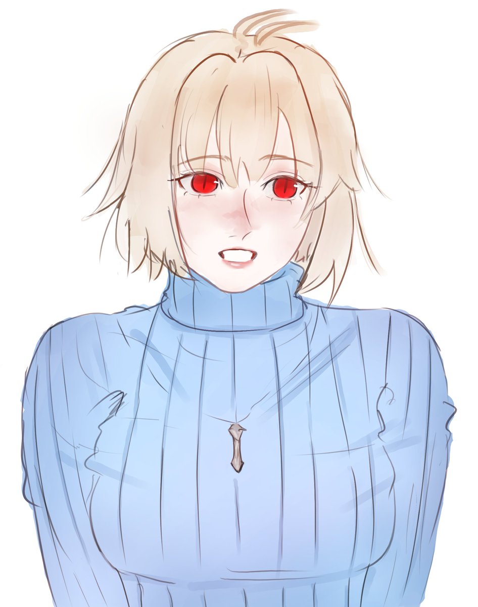 arrcueid's tweet photo. Arctober day 4 Aoko blue sweater heh https://t.co/aIMB2xjKJ6