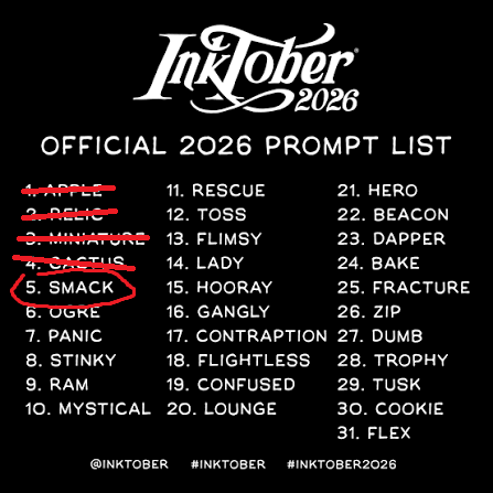 Aurorewolf37's tweet photo. Jour 5 du #inktober2026 : Smack / Claque

@inktober #inktober2026smack #inktober2026day5  #inktober2026claque #inktober2026claquejour5  #drawingchallenge #drawingchallenge2026 https://t.co/7NFNrjlO1O