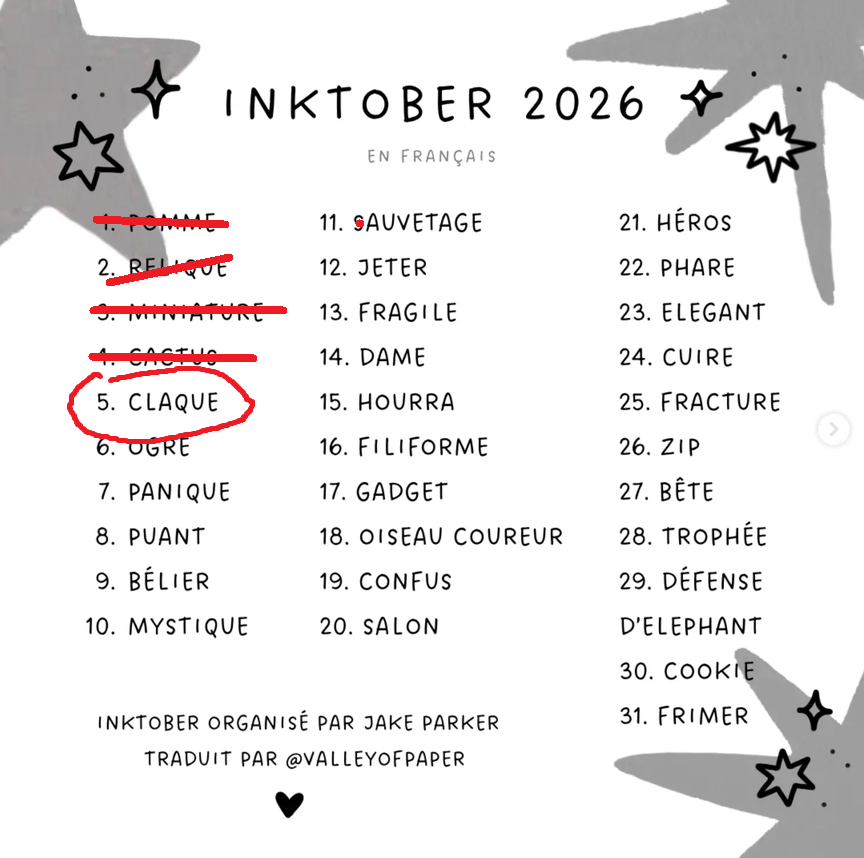 Aurorewolf37's tweet photo. Jour 5 du #inktober2026 : Smack / Claque

@inktober #inktober2026smack #inktober2026day5  #inktober2026claque #inktober2026claquejour5  #drawingchallenge #drawingchallenge2026 https://t.co/7NFNrjlO1O