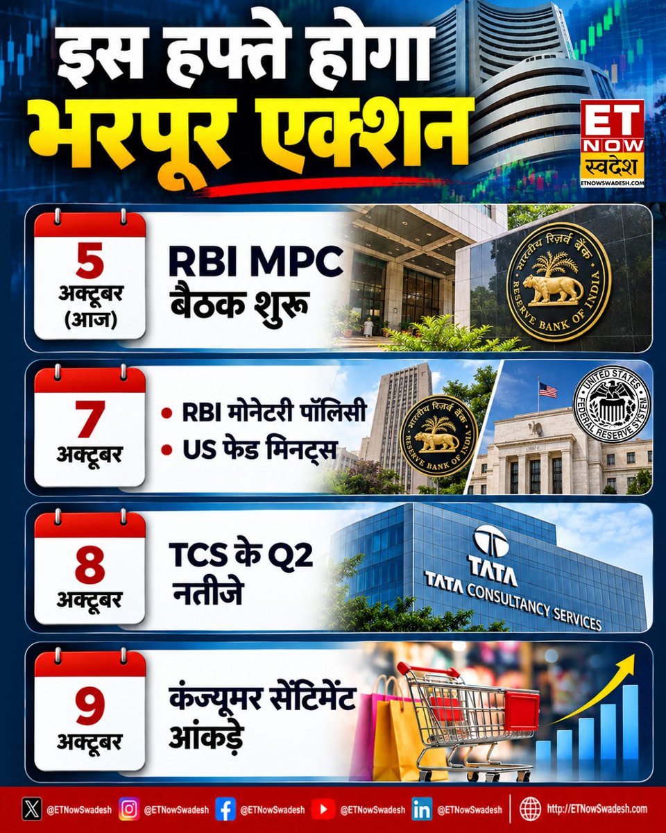 ETNowSwadesh's tweet photo. इस हफ्ते बाजार में भरपूर एक्शन, RBI Policy से TCS नतीजों तक, इन 4 बड़े Events पर नजर
#StockMarket #RBI #TCSResults #USFed #MarketUpdate #ETNSMarket https://t.co/nq3Fx3vXFK