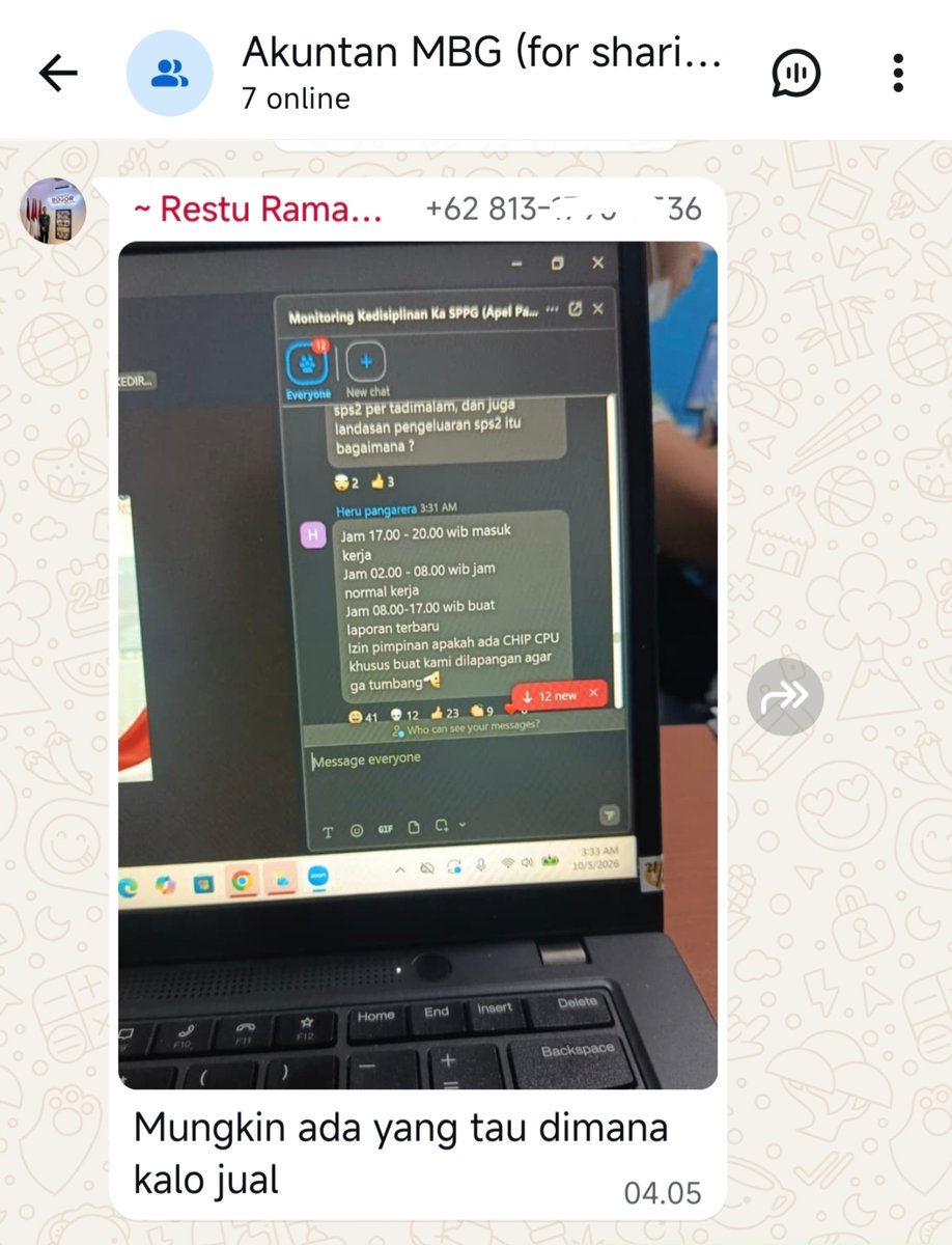 menuembegejelek's tweet photo. Akuntan-akuntan kubangan lumpur (SPPG) mulai mengeluhkan jam kerja mereka.

Ini pesan kami kepada mereka yang sangat ngeyel saat diberi nasihat dan berlagak tone deaf saat BGN meracuni puluhan ribu anak-anak sekolah: MAMPUS! https://t.co/37zo3WOqct