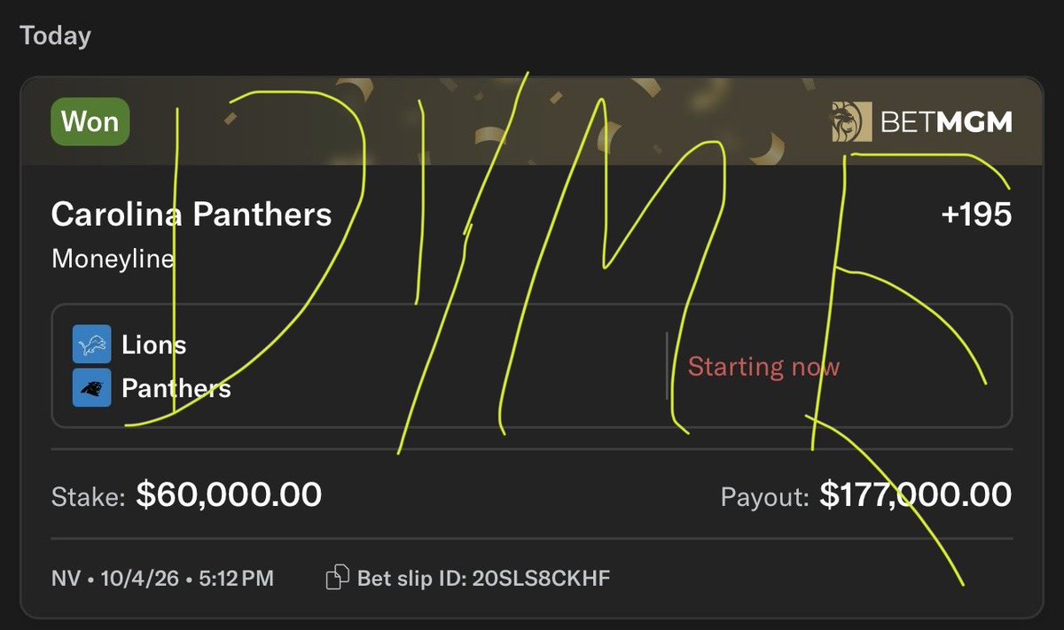 NickeyDyme's tweet photo. DON’T DOUBT DA DYME!!!!!!!

Panthers ml +195 dominating winner!!!
✅✅💰💰

Let’s goooooooo https://t.co/PYZMmDZgJ8