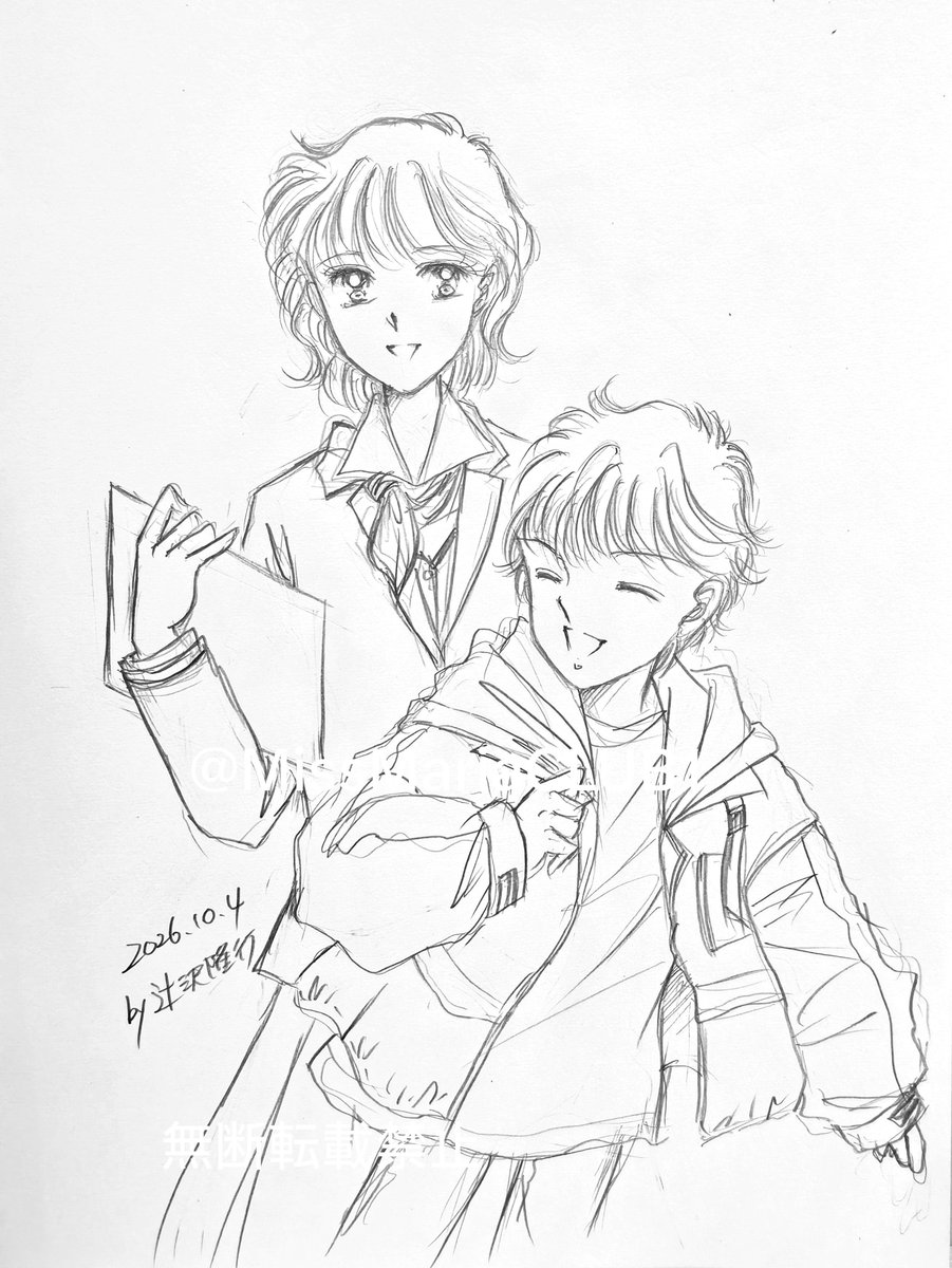 MissMariaCLUB1's tweet photo. オリジナルお絵描き
SF作品のシリーズ
仮タイトル「銀色の翼」まだ仮ね
アイリーンとリオ
ケインとライム
この話最後まで描くことがあれば
今までPH本のみ登場していたた
ライムが出てくるぞ！ 
#創作 #創作キャラ #オリジナル 
#オリジナルアナログイラスト https://t.co/cA5SL9TrmK