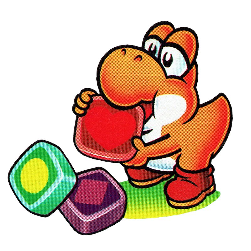 SuperMarioFact's tweet photo. Little Yoshi tasting a panel from Tetris Attack https://t.co/vkJZRntnUB