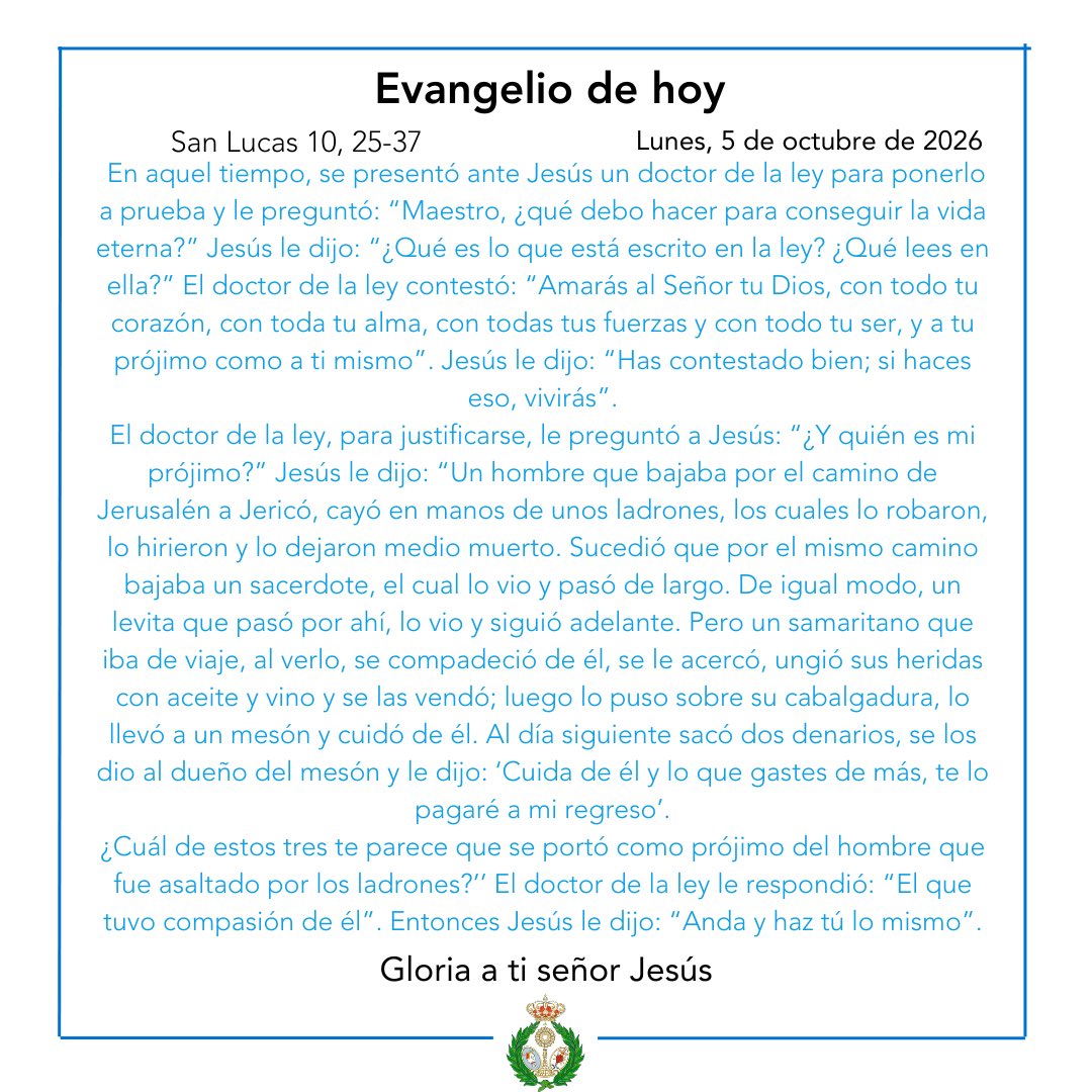 HdadHiniesta's tweet photo. ✝️ EvangelioDeHoy, 📜 San Lucas {10, 25-37} Puedes leerlo al completo deslizando ➡️  

📸 Juan Luis Barragán 

#SoydelaHiniesta https://t.co/srMuh3LZcw