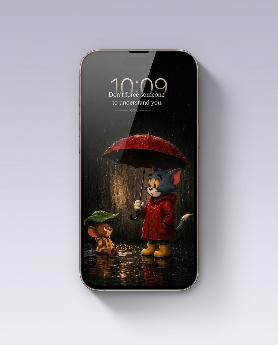 moodyabstract's tweet photo. "Life tip: Don't force someone to understand you." 🌧️🌧️
Cozy &amp; moody Tom &amp; Jerry rainy day wallpaper for your phone! ☂️✨
🖼️ Slide 1: Full HD Wallpaper
📱 Slide 2: Phone Mockup Preview
📲 Save &amp; Bookmark this post for your lock screen!
#TomAndJerry #PhoneWallpaper #LockScreen https://t.co/UtbyUH1zFn