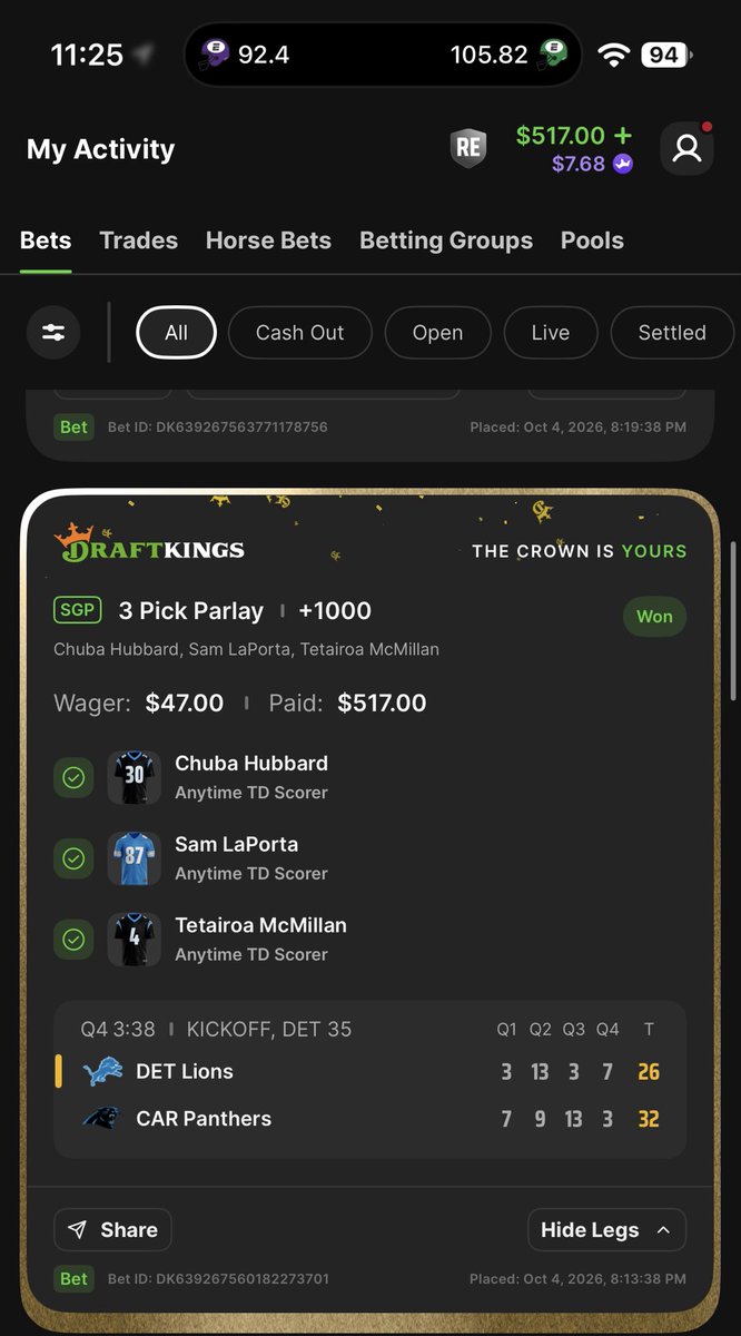 CryptoKidd1_'s tweet photo. 1.3K strike today BANG, check clear ✅ #Draftkings https://t.co/OZ7yxhzPEL