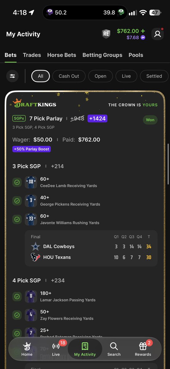 CryptoKidd1_'s tweet photo. 1.3K strike today BANG, check clear ✅ #Draftkings https://t.co/OZ7yxhzPEL