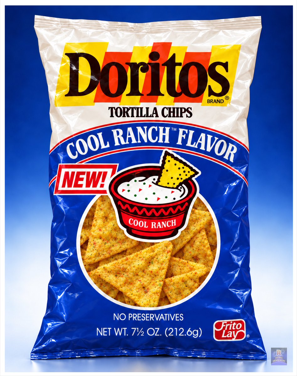 RetroNewsNow's tweet photo. In 1986, Frito-Lay introduced Cool Ranch Doritos https://t.co/hGM61P4t02