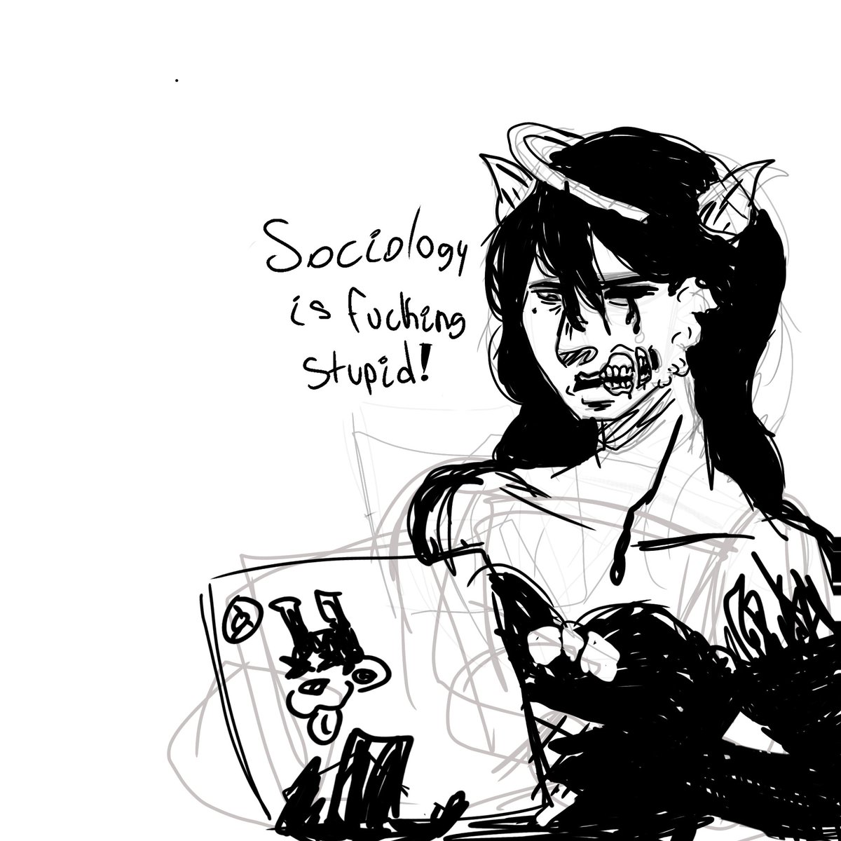 gutcrayonz's tweet photo. "Draw your favorite character with your problem" Sociology :/ https://t.co/mAeFm30qT3
