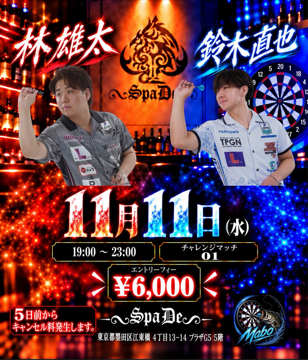 gench1008's tweet photo. 🎯エントリーフィー変更のお知らせ🎯

もっとたくさんの方に来てもらいたい！
ということで、今回内容を調整し
エントリーフィーを
8,000円 → 6,000円 に変更します🔥

すでにエントリーいただいている方も全員6,000円になります！

投げ放題込み🎯
ドリンクはキャッシュオン🍻
11月11日、たくさん楽しみましょう！
まだまだエントリーお待ちしてます🔥