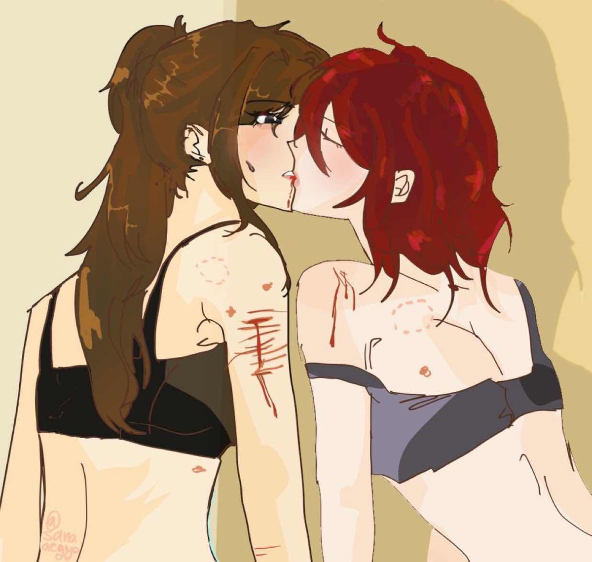 mewcille's tweet photo. mfw i let my 8 year old cousin trace suggestive art of two girls making out and add fresh bloodied self harm but it was my cousin guys yes thats my watermark and i mentioned my mutual in the caption bur it was my cousin #classof09 #aricole new mewcille art! https://t.co/cZbzlhGjdK