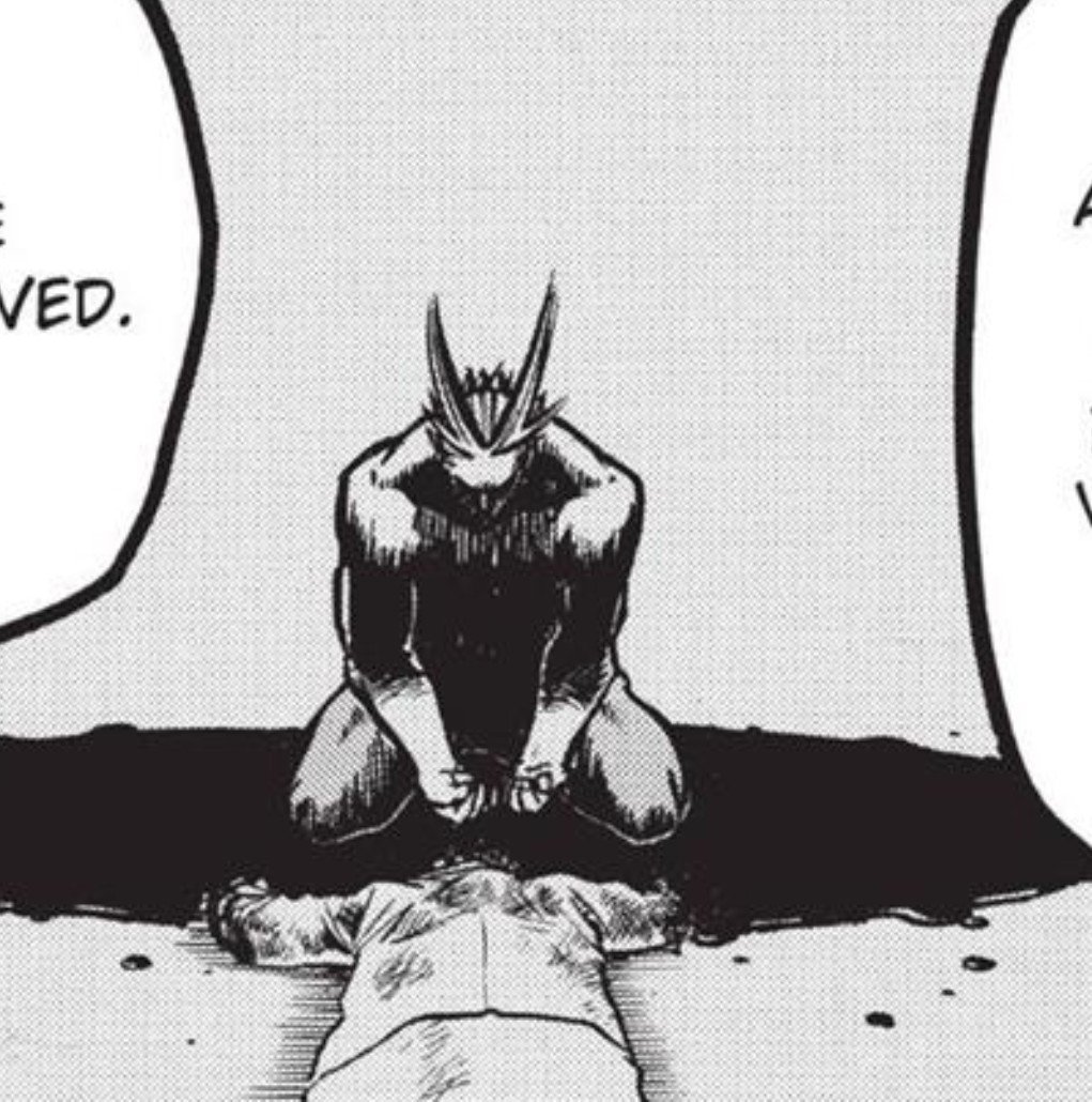 OCh40s_'s tweet photo. He dicho y se ha dicho mucho de como Izuku se sintió mal de matar a Shigaraki al final.
Pero creo que también es bastante interesante como All Might también se muestra afectado por el hecho de quitar una vida, incluso si se trata de AFO https://t.co/c5FfNQCiWS