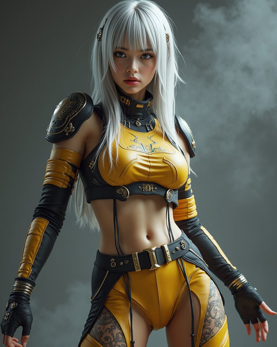 Evolve242X's tweet photo. Armor on, smoke rolling in. She's ready for whatever comes next ⚔️ #aiart #fantasy https://t.co/0cl0CKlMHB