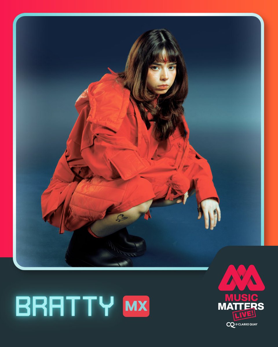 EmbaMexSing's tweet photo. 🇲🇽🎶 ¡Apoyemos a México en Music Matters Live Singapore!

La cantante mexicana Bratty representará a México por primera vez en el festival 🇸🇬.

📍 Fountain Square, Clarke Quay
🗓️ Mié. 7 oct. | 19:00 h
🎸 Bratty: 21:30 h
🎟️ Entrada gratuita

¡Apoyemos al talento mexicano! 🇲🇽 https://t.co/vB8yZ4LwW7