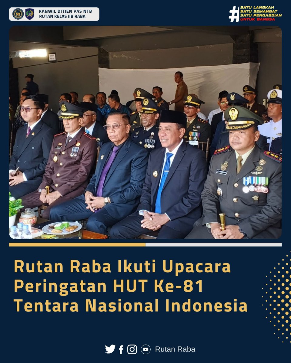 RutanRaba's tweet photo. Rutan Raba Ikuti Upacara Peringatan HUT Ke-81 Tentara Nasional Indonesia

#Kemenimipas #AgusAndrianto #DitjenPAS GunGunGunawan #KetutAkbarHerryAchjar #DitjenPASNTB RBKunwas https://t.co/iPOljWMBpA