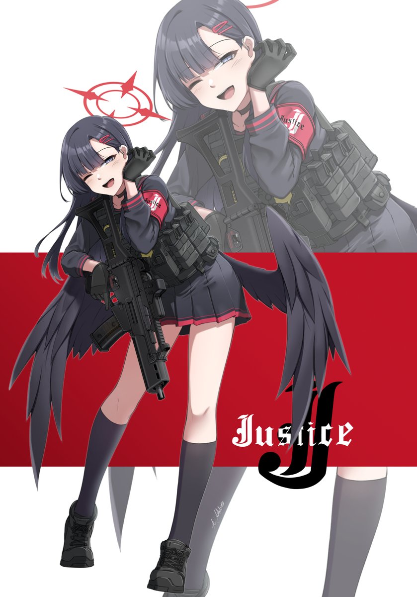 tsekino0530's tweet photo. 夏コミのブルアカ武装本から
イチカちゃんの装備をイギリス警察のAFO（公認射手）風の装備にアレンジした絵です
元の銃のEM-2だとどうしても装備に合わなかったので使用例のあるG36Cにしています…
イチカちゃんは脚が眩しいですよね… https://t.co/ls3j2Af80n