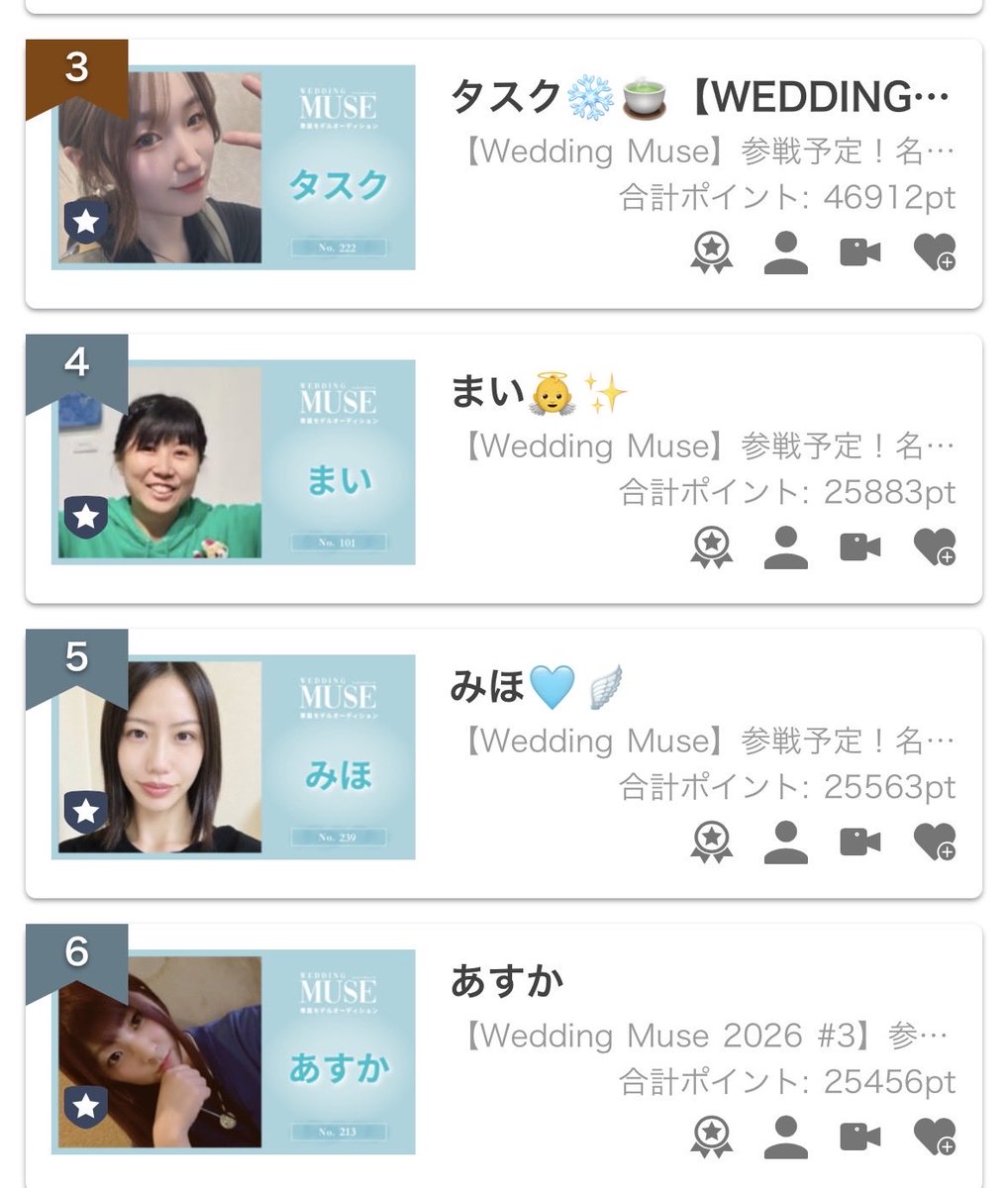 ask_muse21's tweet photo. 予選ランキング6位でした😣
最後接戦になってたみたいで超えられず…
準決勝頑張ります！！🔥
#SHOWROOM
#Weddingmuse https://t.co/hn8gTJHRCt