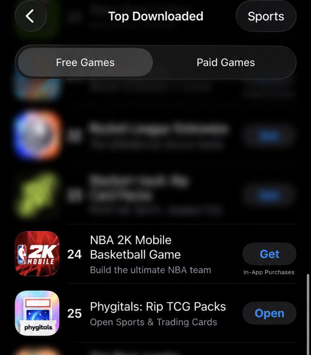 phygitals's tweet photo. Phygitals is now ranked 25th in free apps in the US @Apple store right behind NBA2K

Top 10 soon 👀 https://t.co/kU4EhUfG4j