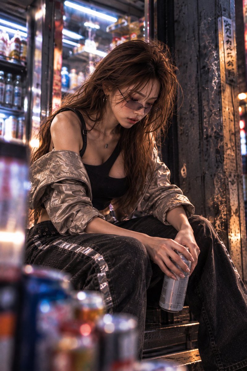 maplejohn01's tweet photo. 「银轨夜航」🩶
冰银短机车夹克、不对称黑色内搭与低腰直筒长裤,把夜色压进冷锐的轮廓里;裤侧反光银轨随着街灯忽明忽暗。
白天讲究秩序,入夜以后,只沿自己的轨道走。
#银轨夜航 #穿搭设计 #Y2K #UrbanNight #StreetStyle #MapleJAI https://t.co/zw8TBLweUW