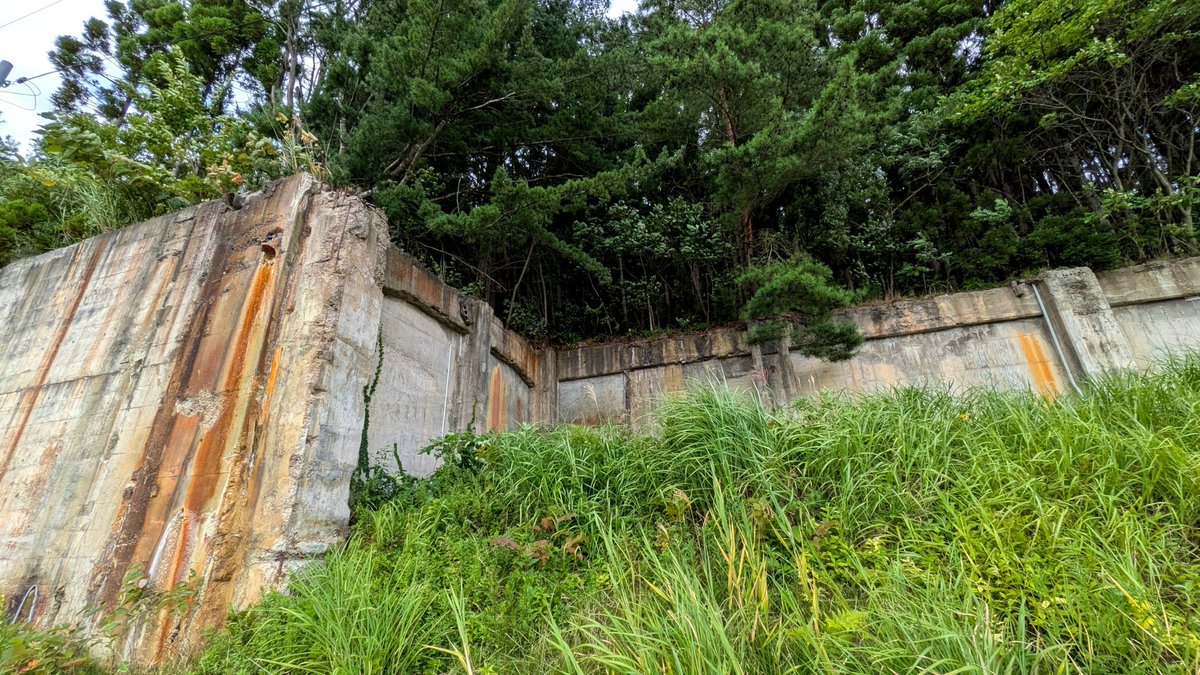 tunnelbridge09's tweet photo. 釈迦内鉱山跡①
花岡鉱山跡側にある。ほぼ壁のみが目立つが、裏手の萩長森に登ると少しナニか見える。隣にはゴルフ場に再利用してるシックナーとか。
#釈迦内鉱山  #廃鉱山 #大館市 https://t.co/A8pucQkHRo