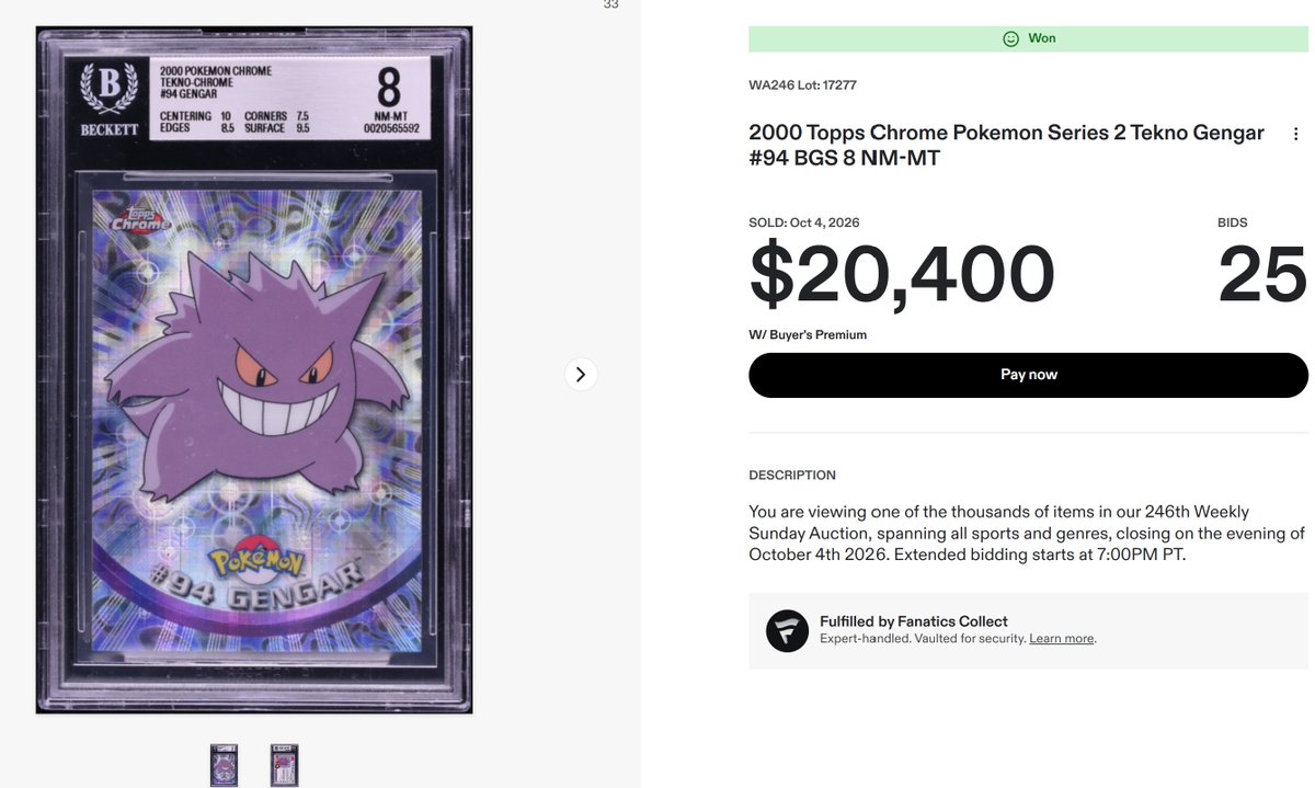 StonkHands's tweet photo. I did not expect to win this one lol, just bid thinking someone was gonna outbid me hard. 

Idk seemed cheap for a Tekno Gengar https://t.co/TejUBFBOhz