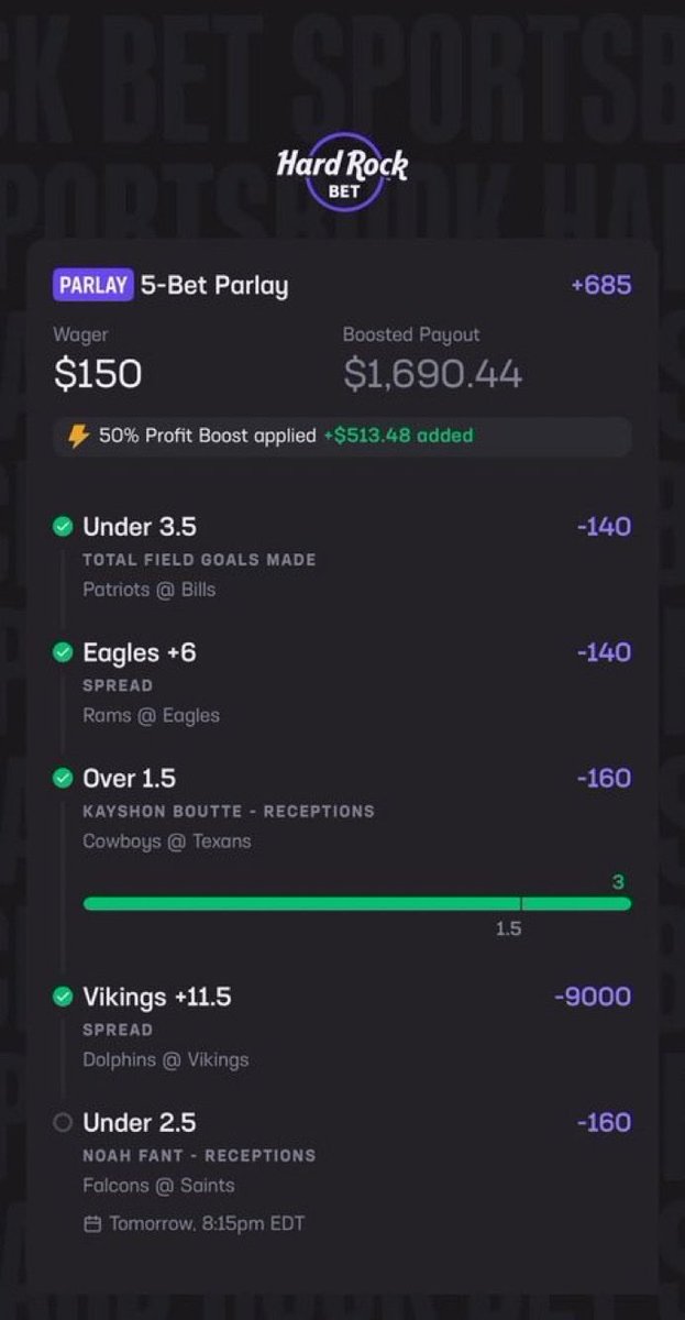 ParlayQweenn's tweet photo. 4/5 legs hit ✅✅✅✅⏳

Last leg: Noah Fant Under 2.5 receptions
Payout: $1,690 on $150 💰
Do I hedge or let it ride? 🤔

Wrong answers only 👇

🍀💯JOIN THE WINNING TEAM ON DISCORD 

https://t.co/Irem6NmxBP

#NBA 🏀 | #WNBA | #CBB 🏀 |  #PrizePicks 🔐 | #PROPS | #POTD 📋 | https://t.co/ahSfbWeTpJ