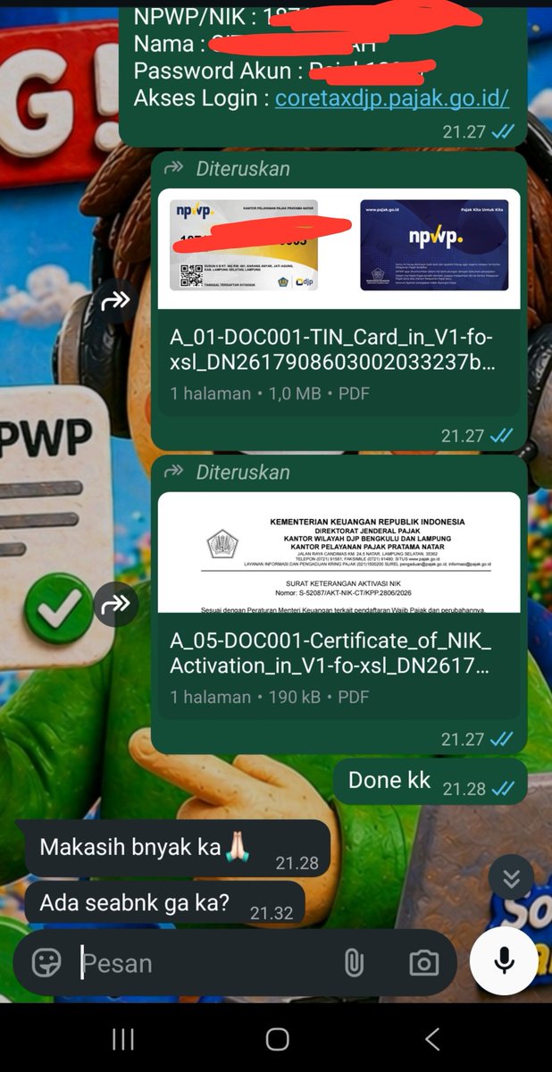 SobatBantu's tweet photo. Jangan cuma simpan postingan ini 😂 Kalau memang butuh NPWP &amp; NIB, langsung chat kami! https://t.co/4KGmsekYS7