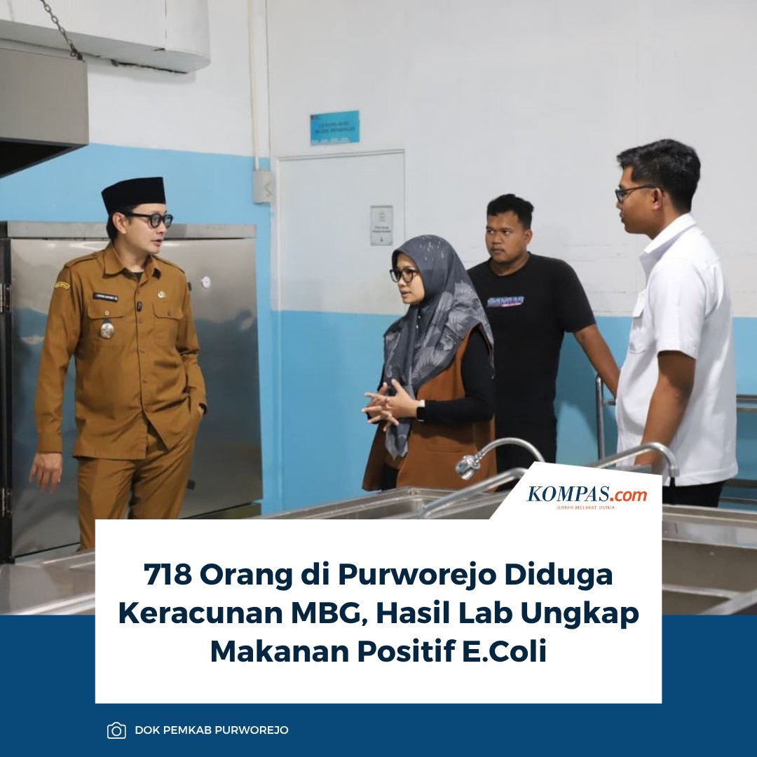 kompascom's tweet photo. Baca di sini: https://t.co/D4TgOZVnOs 

Hasil pemeriksaan laboratorium menemukan bakteri E. coli pada makanan MBG dari SPPG Kaliboto 2, Purworejo. Sebelumnya, 718 orang diduga keracunan setelah mengonsumsi makanan tersebut.

~KQ #KeracunanMBG #Purworejo [20261005090730478] https://t.co/38p4NpIYRE