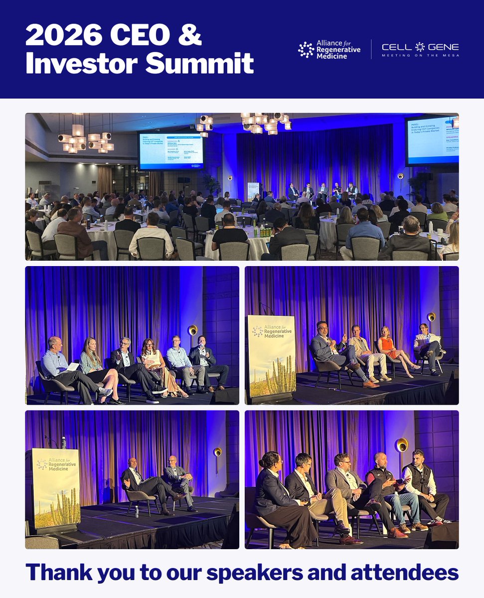 alliancerm's tweet photo. This afternoon, ARM hosted a CEO and Investor Summit at the 2026 Cell &amp; Gene Meeting on the Mesa that brought together cell and gene therapy executives, investors, and analysts to exchange insights on navigating today's capital markets.
1/3
#CGMesa26 https://t.co/kFtg06lvd1