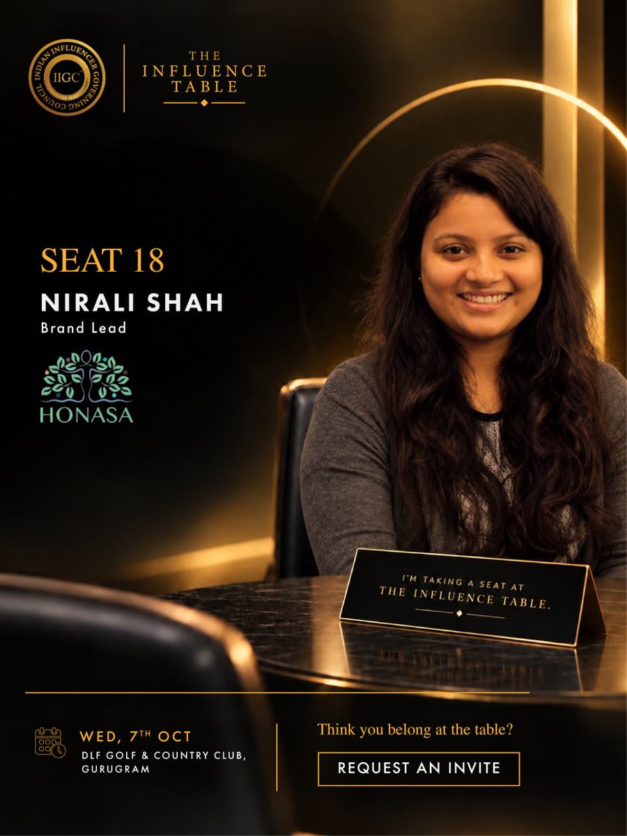 IIGC_official's tweet photo. SEAT 18 | NIRALI SHAH — @honasa_india
She brings the growth playbook of a house of brands built on digital communities, creator partnerships, and direct consumer feedback loops.
We’re bringing that exact conversation to the table.
#TheInfluenceTable #IIGC #CreatorEconomy #D2C https://t.co/ryFR00Rx0E