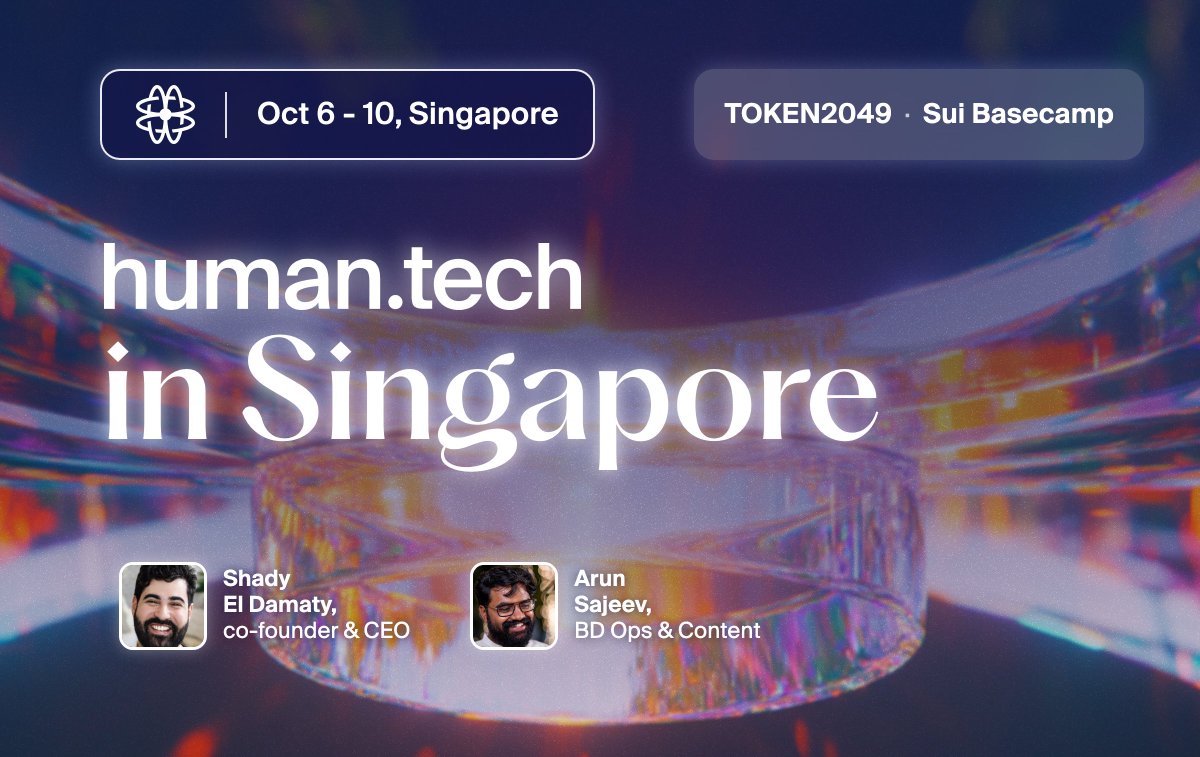 humntech's tweet photo. part of the team is in Singapore this week, for @token2049 and @SuiNetwork Basecamp 🇸🇬

on Wednesday, @hebbianloop and @arunsajeev17 run a workshop on building agents at Basecamp's AI Builder Lab (12:30 SGT, Sands Expo at Marina Bay Sands, Halls D–E, B2)

and a few hours later, at 17:40 SGT, Shady pitches at NEXUS on the MEXC Stage (you'll find us at NEXUS stand SS19)

if you've been meaning to talk to us about something, feel invited~