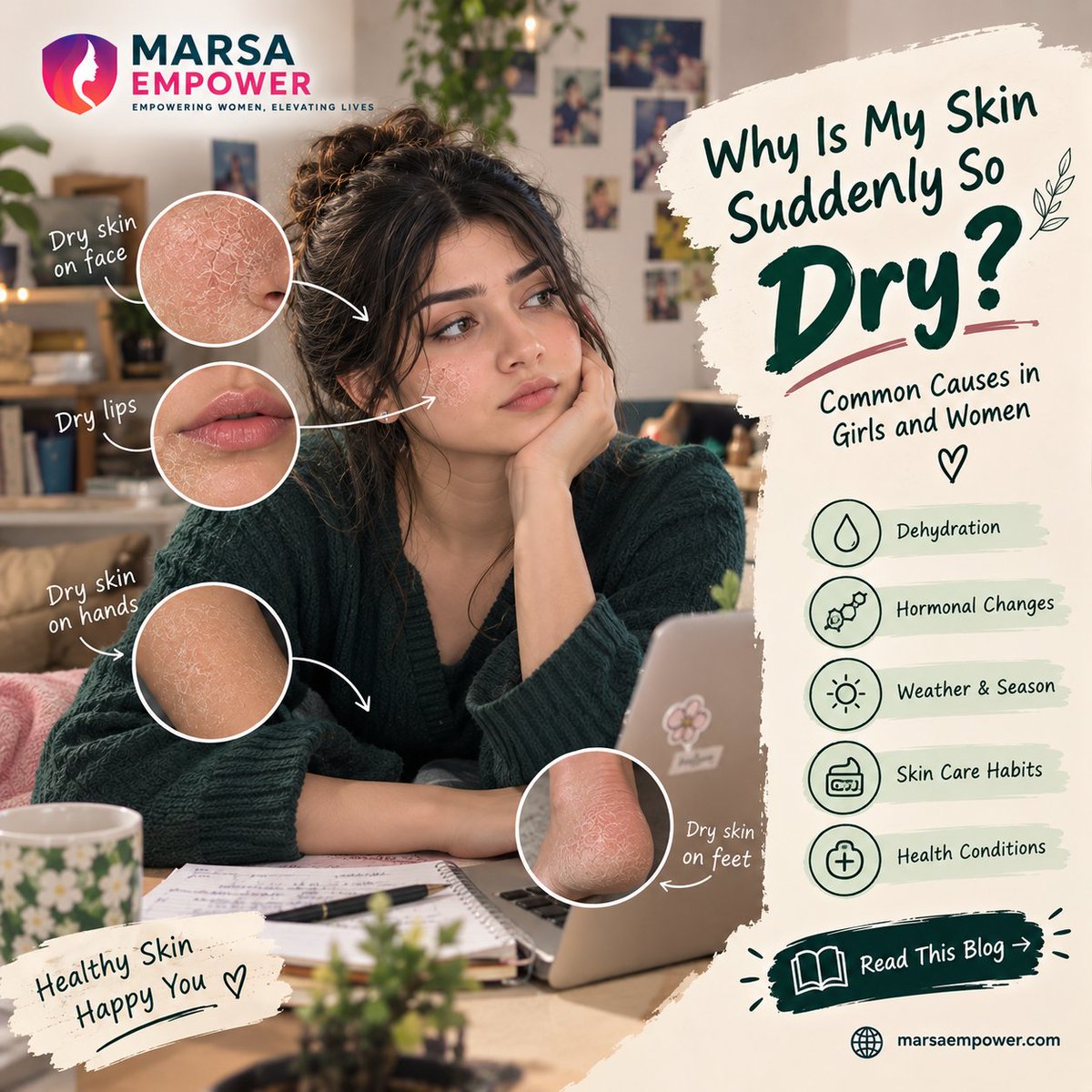 marsaempower's tweet photo. Why Is My Skin Suddenly So Dry? Common Causes in Girls and Women

More moisturizer isn't always the fix: here's what's actually causing your dry skin and what helps. 💧

Read Full Blog 👇
 https://t.co/XGc6f88Jpx

#MarsaEmpower #SkincareTips #WomensHealth https://t.co/qmvjkmA3aQ