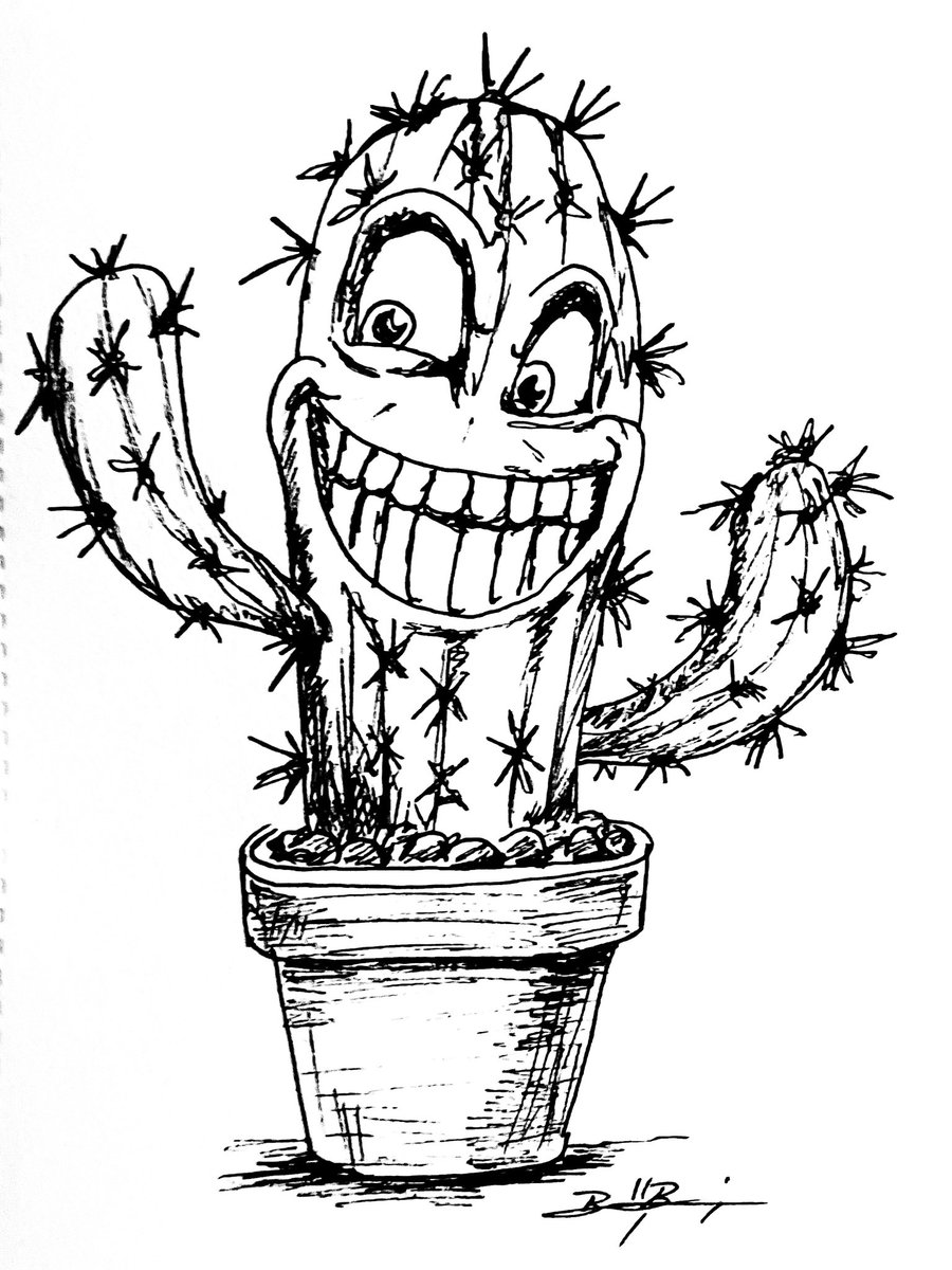 BradleyBurgin's tweet photo. Day 4 - Cactus: Funny thing about cacti, they bite.
.
.
.
#inktober #inktober2026 #kickinthecreatives #rivervalleyartisan #cactus #bite @inktober @KickCreatives https://t.co/9CaGrSG4Vb