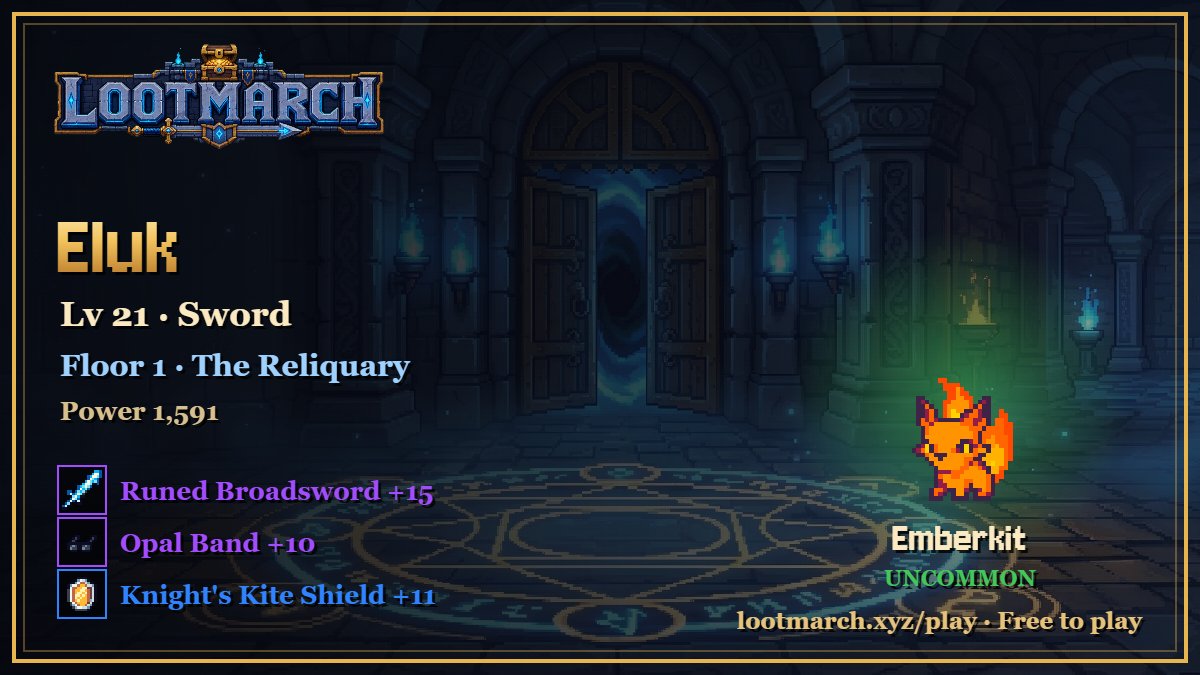eluk_nft's tweet photo. LootMarchでレア装備とエピック装備がポロってくれたけど、それでも1-11が抜けられない😅
先行してる人はどんな装備とステ振りしてるんだろ？
#BCG #NFT #P2E #LootMarch https://t.co/o17DXx0lAd