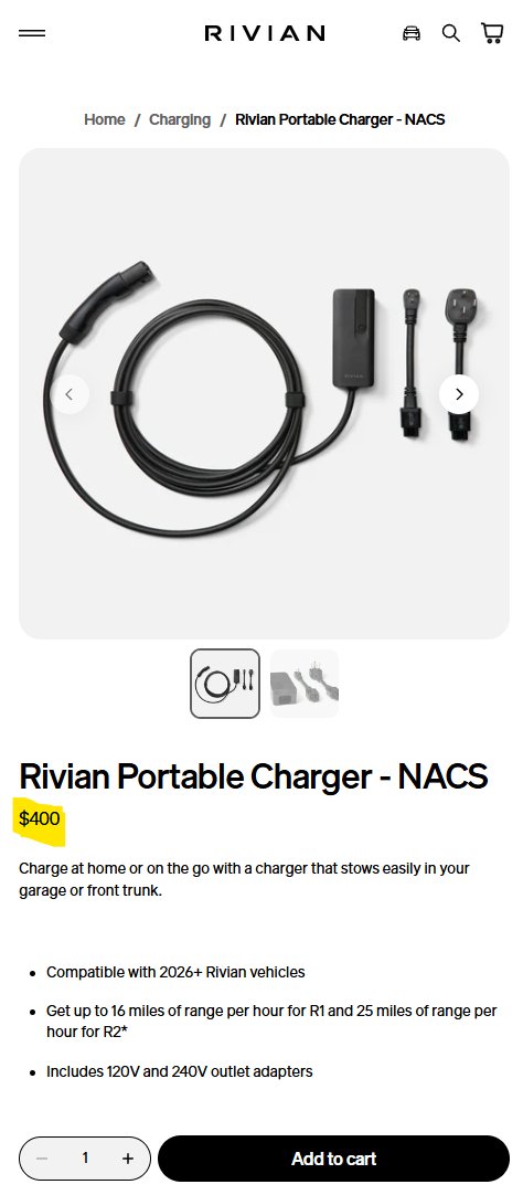 AlexEdgerton's tweet photo. Money saving tip for new Rivian owners: https://t.co/CpIfx5fZAn