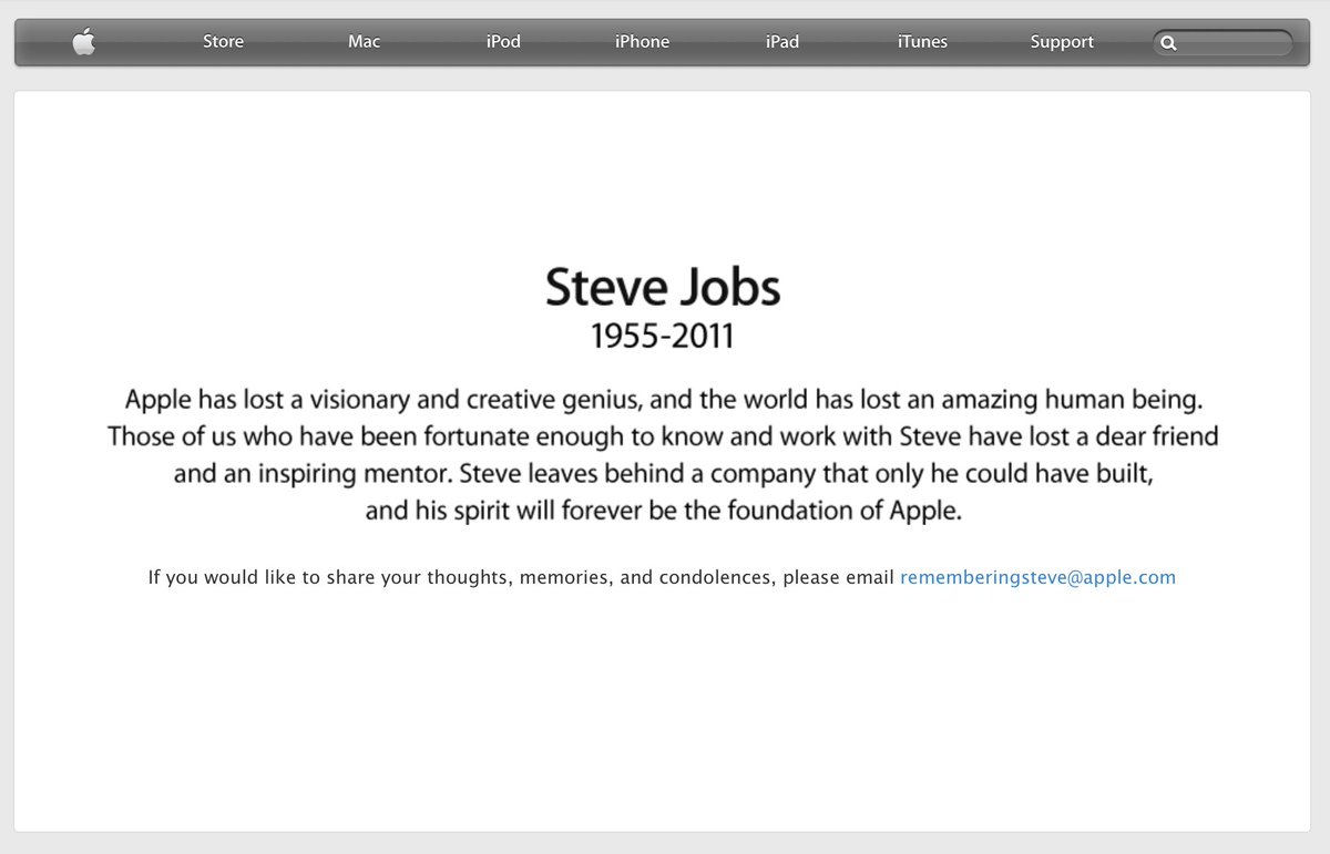 ClassicII_MrMac's tweet photo. Steve Jobs passed away 15 years ago today, on October 5th, 2011.

This is what Apple's website looked like on that day.

Where were you when you heard the news, and how did you react? Looking back, did you think Apple would ever become what it is today? https://t.co/5GLnLtbMJf