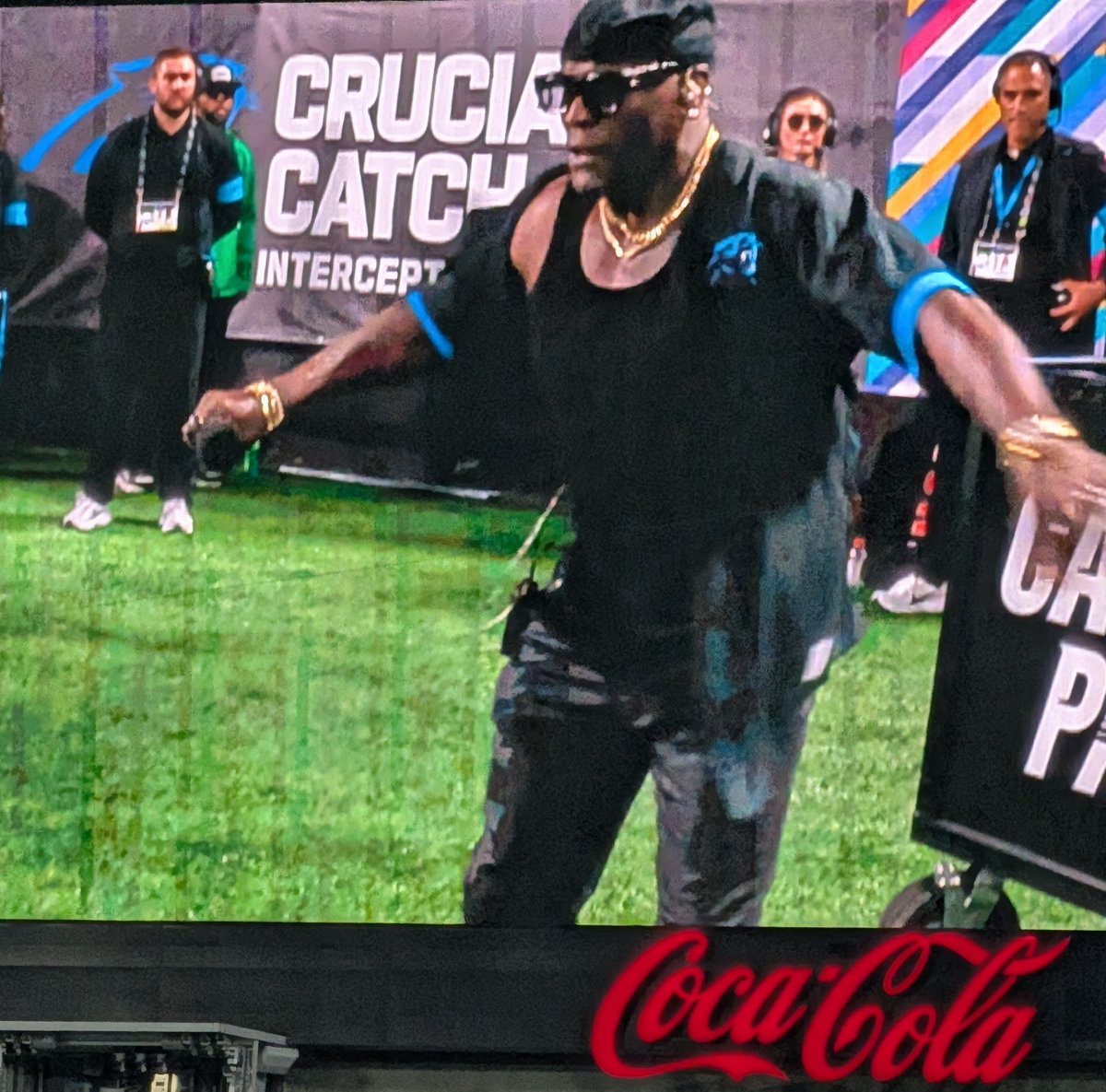 BrianLSimmons1's tweet photo. @RonKillings R-Truth at the @Panthers game amping up the crowd on my birthday #keeppounding https://t.co/5sLMTOaa9k
