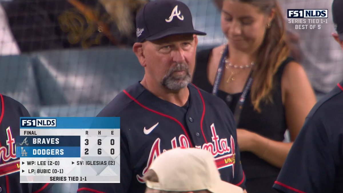TVSportsUpdates's tweet photo. FS1 used the 2022 NLDS logo in its score graphic at the end of Braves-Dodgers. https://t.co/zOWm9Lrrp3