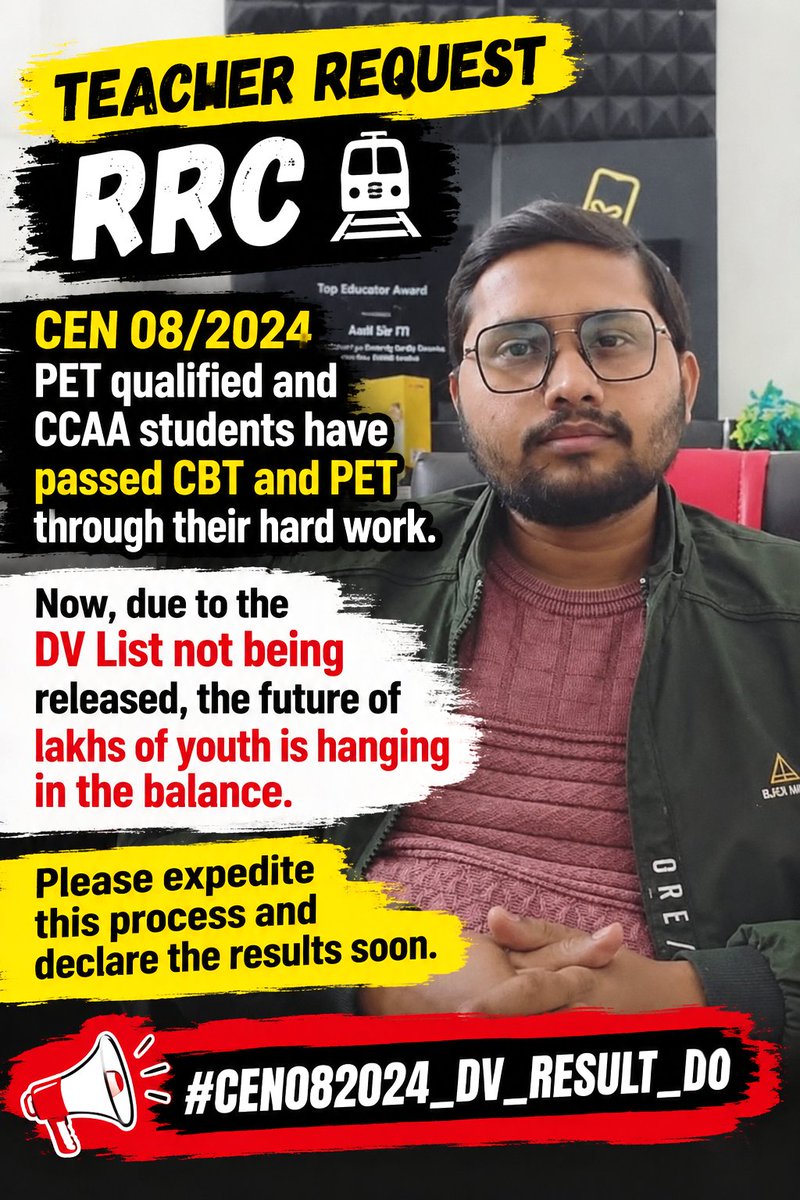 InsightCCAA's tweet photo. 💥 अंतिम चेतावनी! रिजल्ट जारी करो! 💥 लाखों छात्र महीनों से #CEN082024 के DV रिजल्ट का इंतज़ार कर रहे हैं। प्रशासन की यह खामोशी अब नहीं चलेगी! अगर जल्द ही रिजल्ट जारी नहीं हुआ, तो यह डिजिटल आंदोलन और उग्र होगा।
📢 जवाब दो, रिजल्ट दो! 📢

#CEN082024_DV_RESULT_DO

@RailMinIndia U https://t.co/JoR7UWX4NR