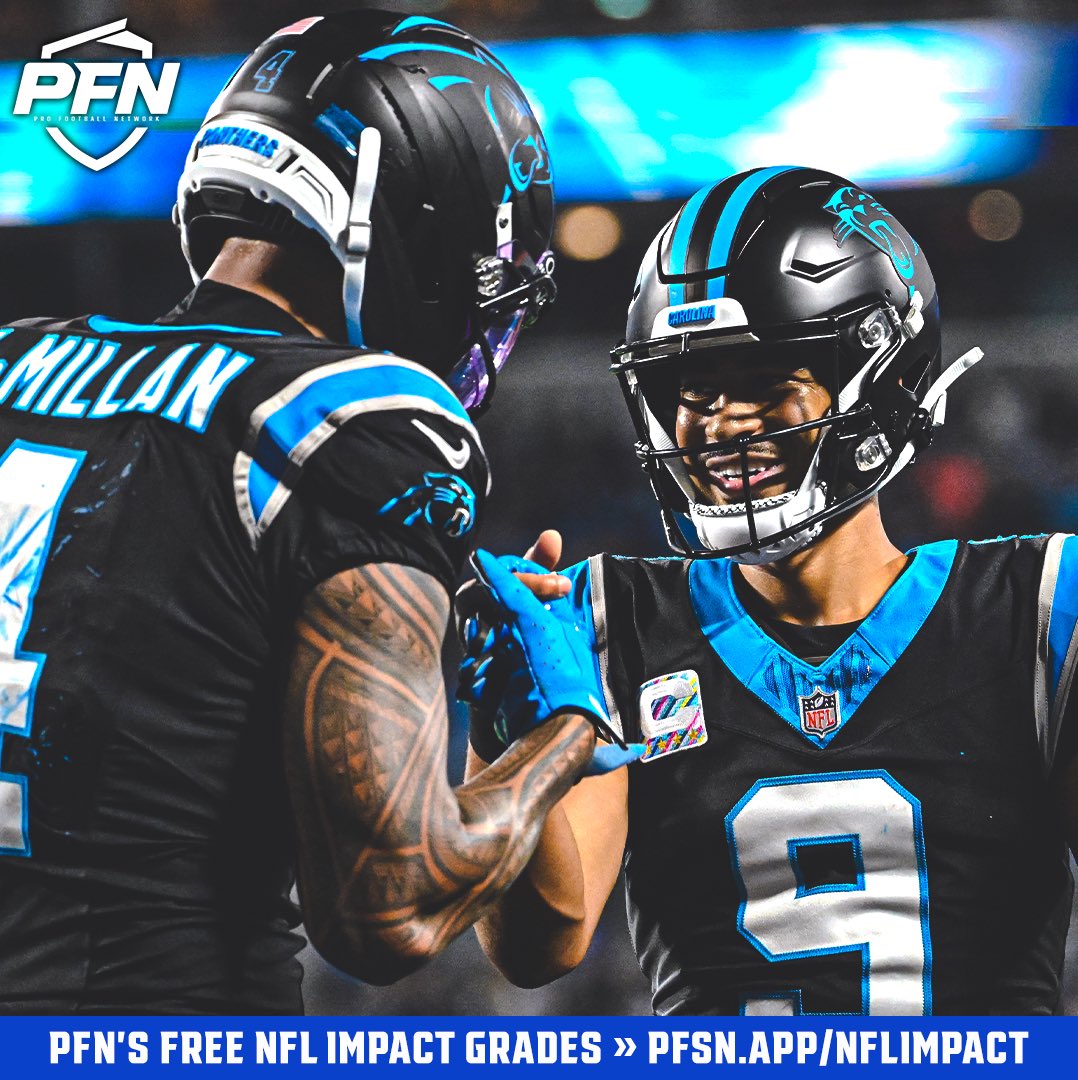 PFN365's tweet photo. 📋 The highest-graded NFL offenses in Week 4 entering MNF, per PFN’s Offense Impact metric:

1. Panthers - 87.0
2. Cowboys - 85.7
3. Texans - 83.3
4. Raiders - 82.3
5. Bears - 81.5
6. Lions - 80.7
T7. Jaguars - 80.1
T7. Chiefs - 80.1
9. Patriots - 79.6
10. Browns - 78.7 https://t.co/BDRG4OMb9G