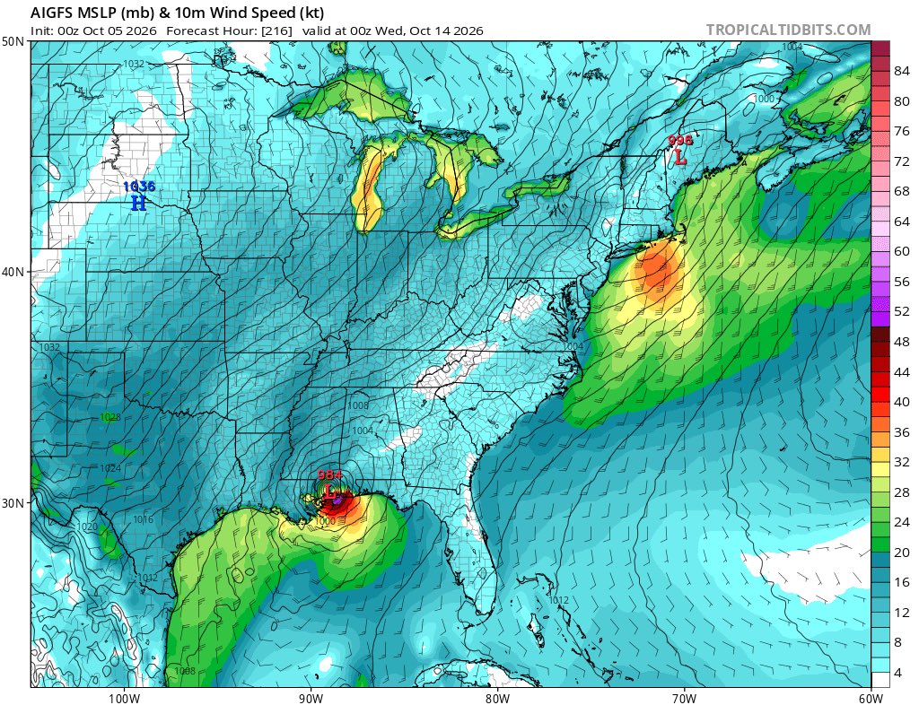 JakeMcnellis's tweet photo. @Wxdude518 alot apparently. insane variation from ai gfs to normal gfs https://t.co/cDr6UZ18MI