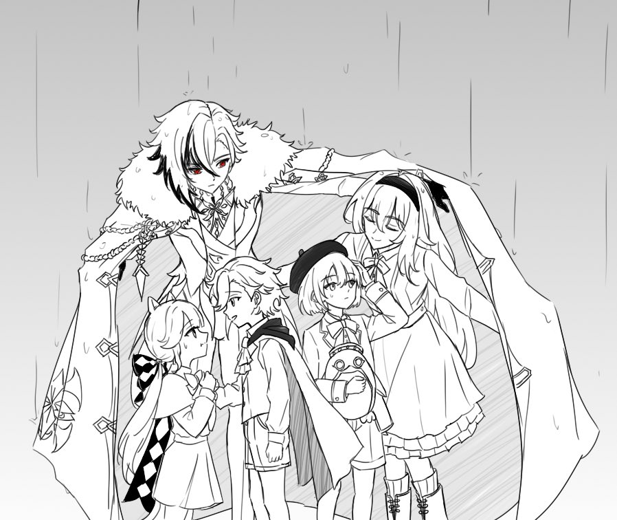 blevefau's tweet photo. 《Rain》 #arlecchino #arlevie #Lyney #Lynette #Freminet https://t.co/G5ROe9xSin