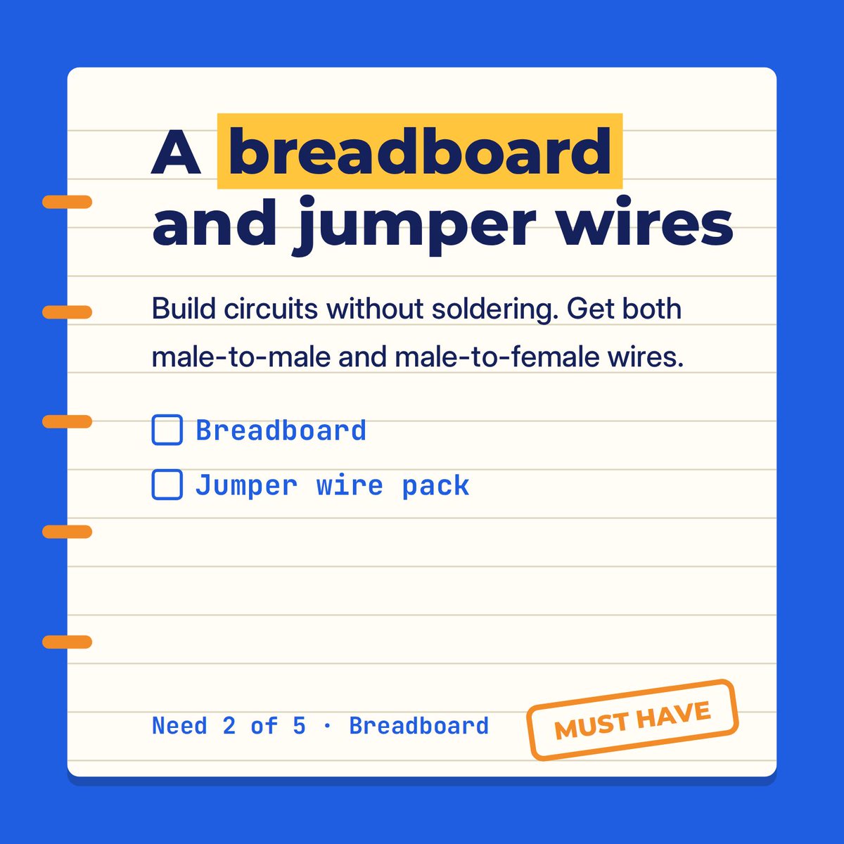 nyerekatech's tweet photo. Starting in electronics? 

You don't need to buy everything. 
5 things to start: a board, breadboard + jumper wires, LEDs + resistors, an LCD, a few sensors. Or get 40+ experiments in one kit: InnoKit MPK A100. https://t.co/htK3Eb33xF 

#Arduino #Electronics https://t.co/wGtgDatH9R